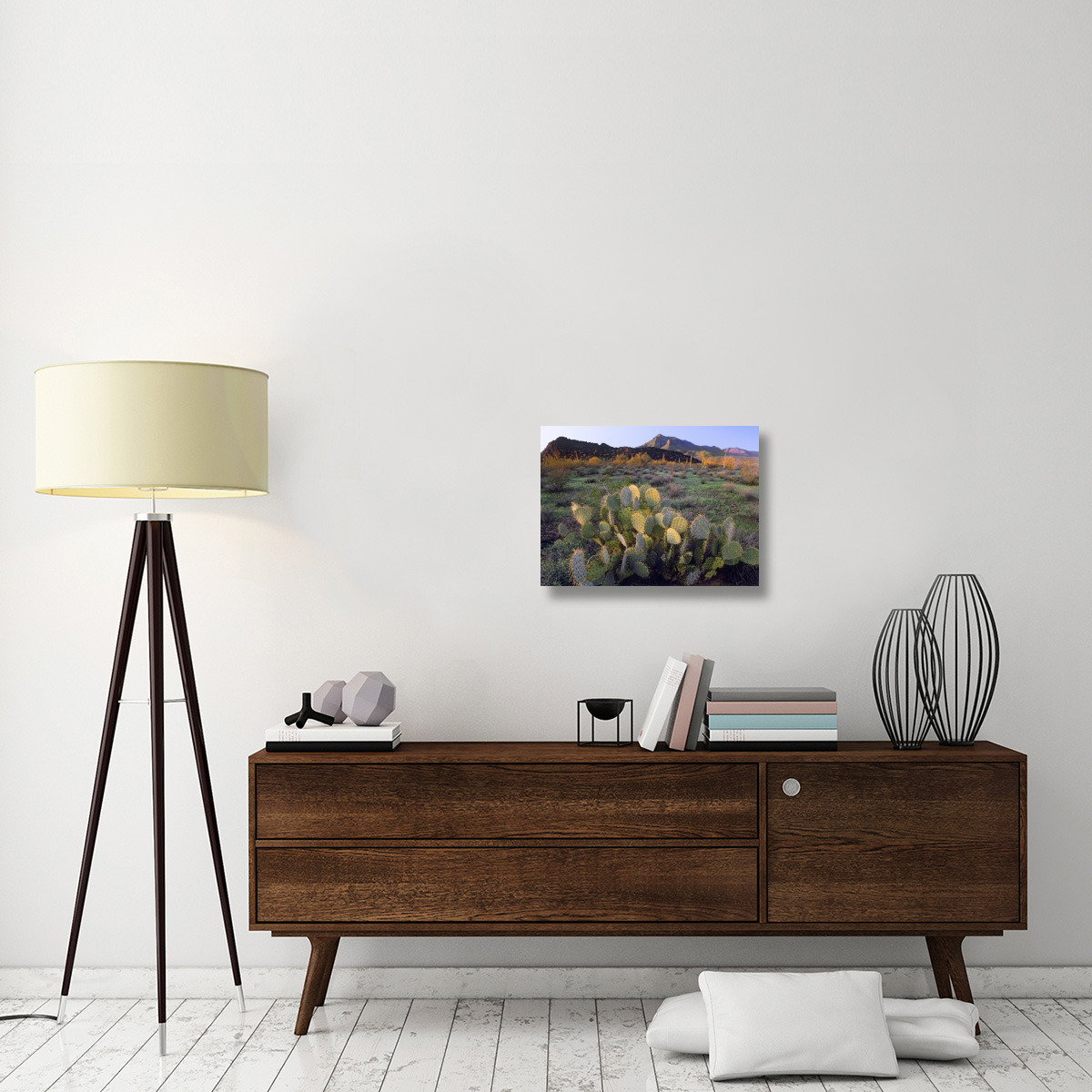 Beavertail Cactus with Picacho Mountain in the background, Pichaco Peak State Park, Arizona-Canvas Art-24&quotx18"