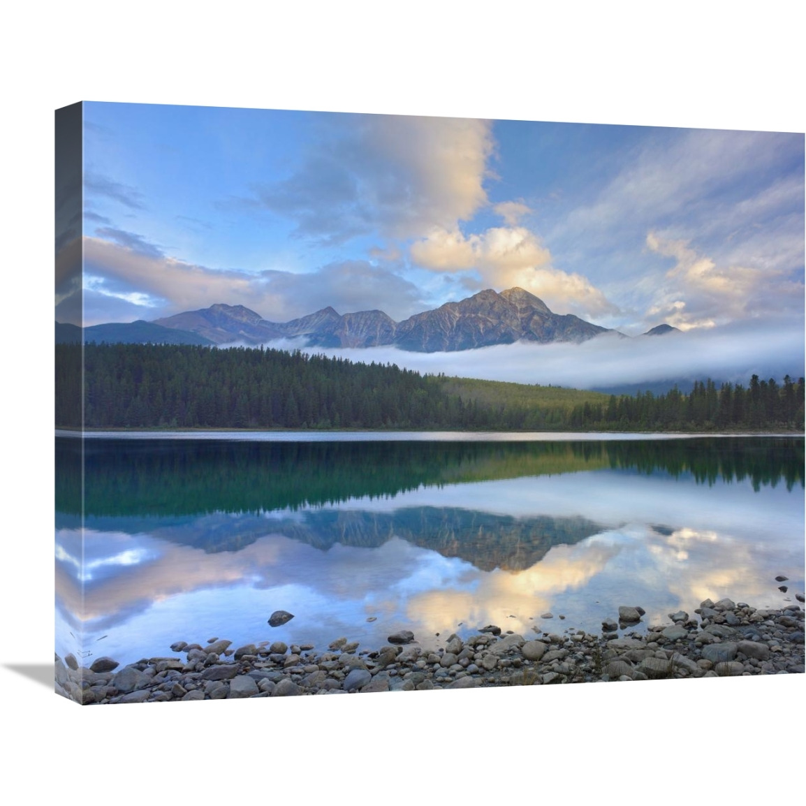 Pyramid Mountain and boreal forest reflected in Patricia Lake, Jasper National Park, Alberta, Canada-Canvas Art-24&quotx20"