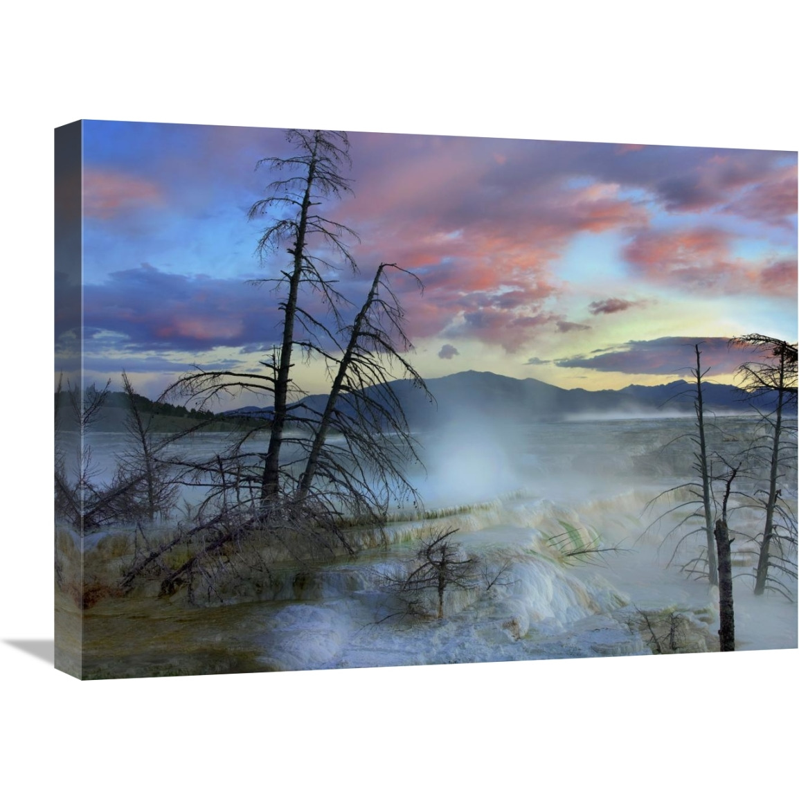 Steam rising from travertine formations, Minerva Terrace, Mammoth Hot Springs, Yellowstone National Park, Wyoming-Canvas Art-24&quotx18"