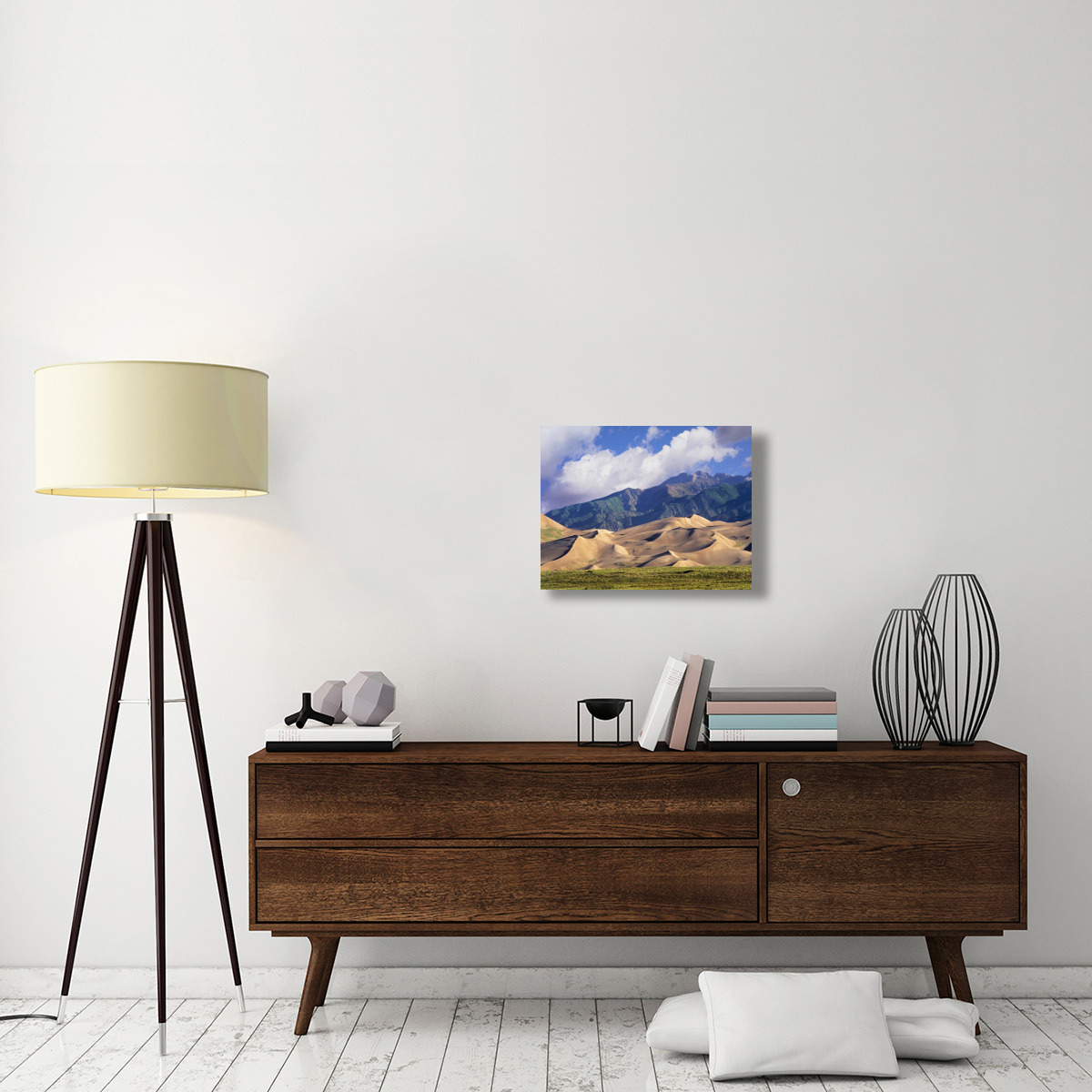 Sand dunes with Sangre de Cristo Mountains in the background, Great Sand Dunes National Park and Preserve, Colorado-Canvas Art-24&quotx18"