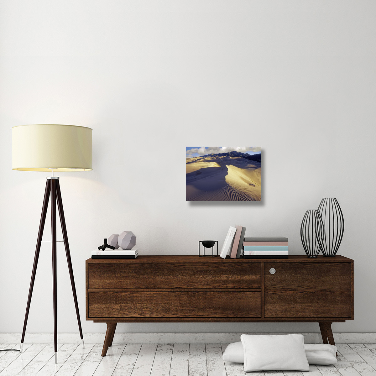 Rippled sand dunes with Sangre de Cristo Mountains in the background, Great Sand Dunes National Park and Preserve, Colorado-Canvas Art-24&quotx18"