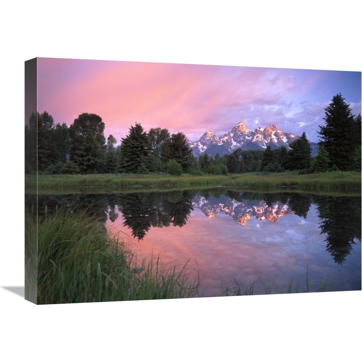 Grand Teton Range at Schwabacher Landing,  Grand Teton NP, Wyoming-Canvas Art-24&quotx18"