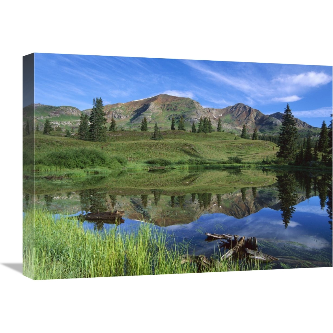 Ruby Peak reflected in lake, Raggeds Wilderness, Colorado-Canvas Art-24&quotx18"