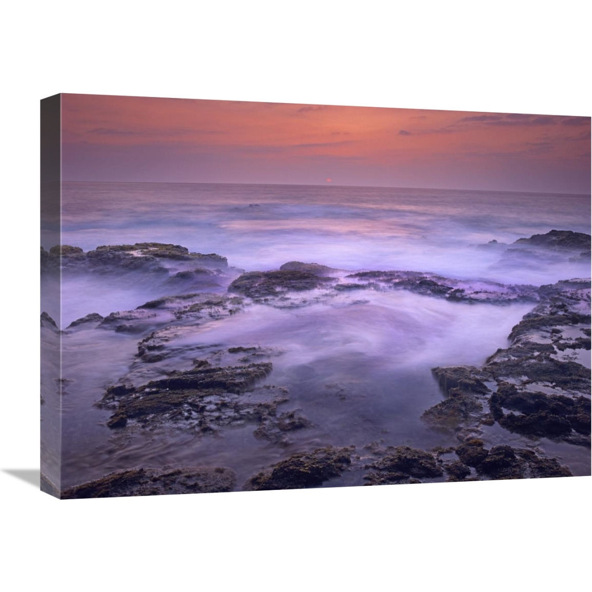 Ocean and lava rocks at sunset, Pu&quotuhonua, Hawaii-Canvas Art-24&quotx18"