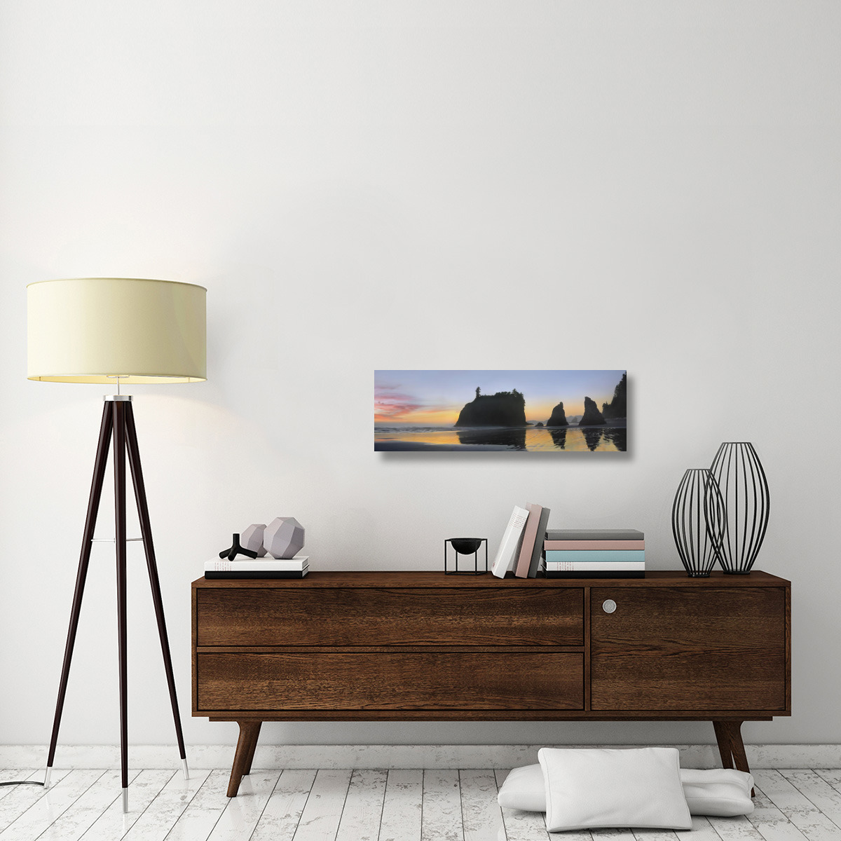 Abby Island and seastacks at sunset, Ruby Beach, Olympic NP, Washington-Canvas Art-36&quotx12"