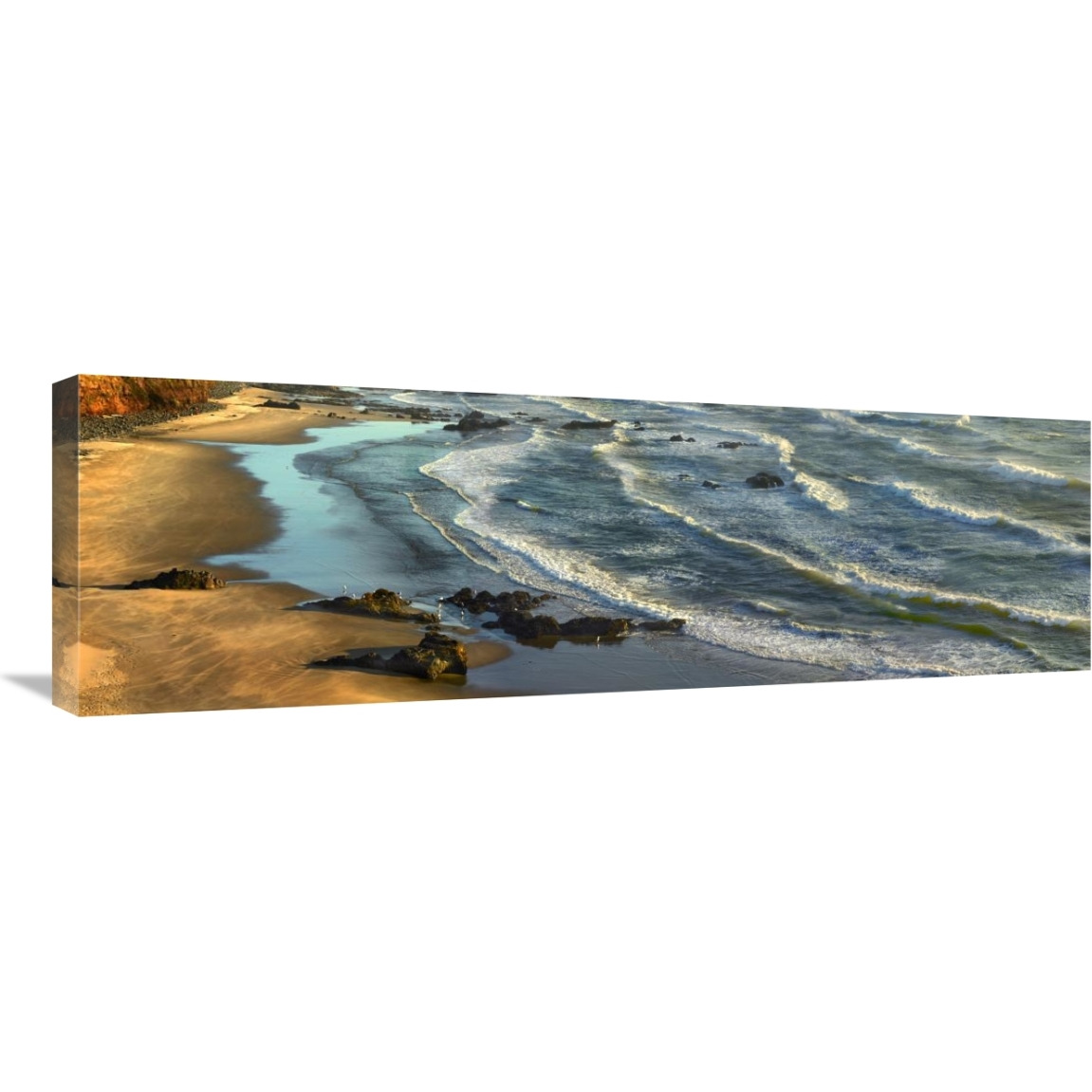 Panoramic view of incoming waves at Bandon Beach, Oregon-Canvas Art-36&quotx12"