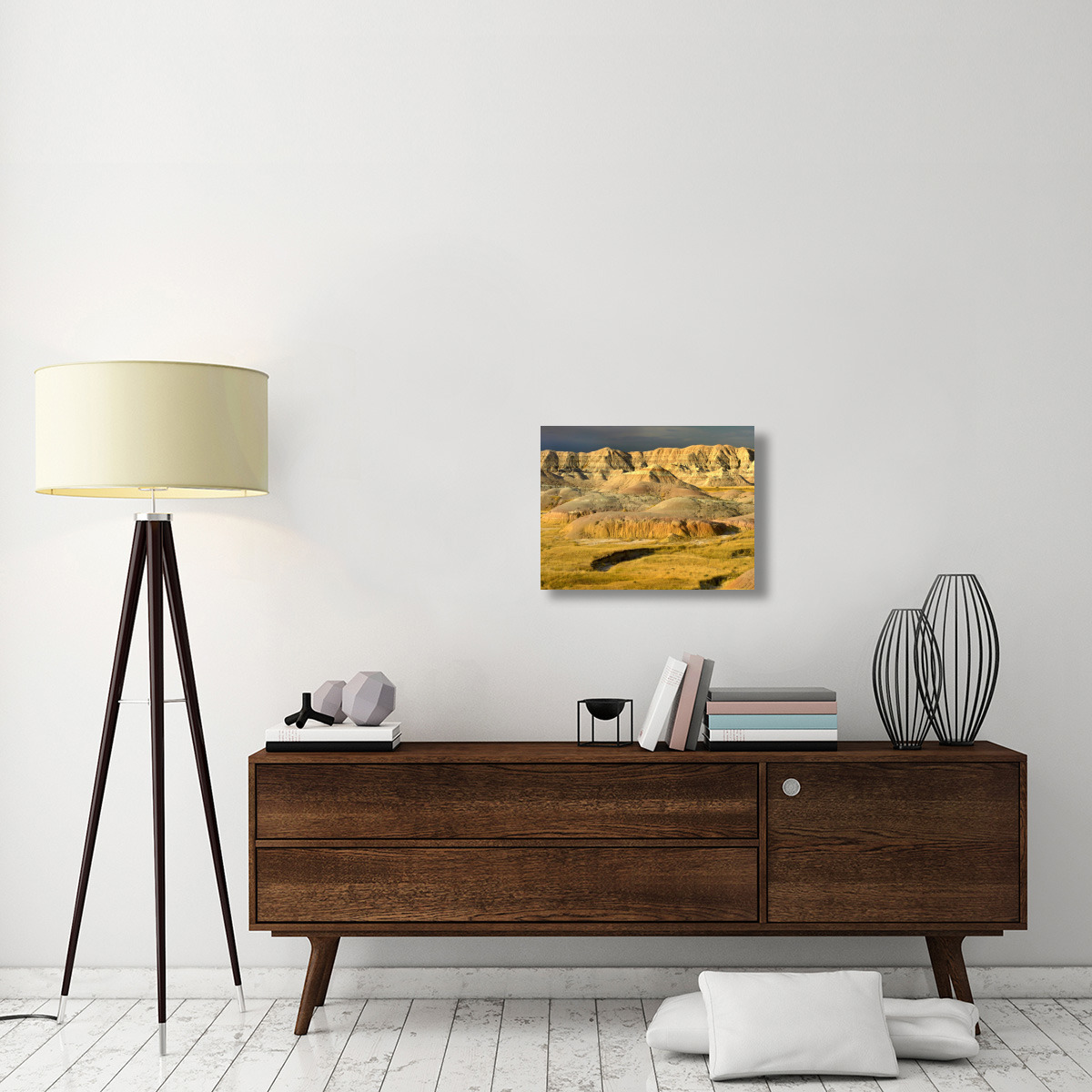 Eroded buttes and prairie in Badlands National Park, South Dakota-Canvas Art-24&quotx18"