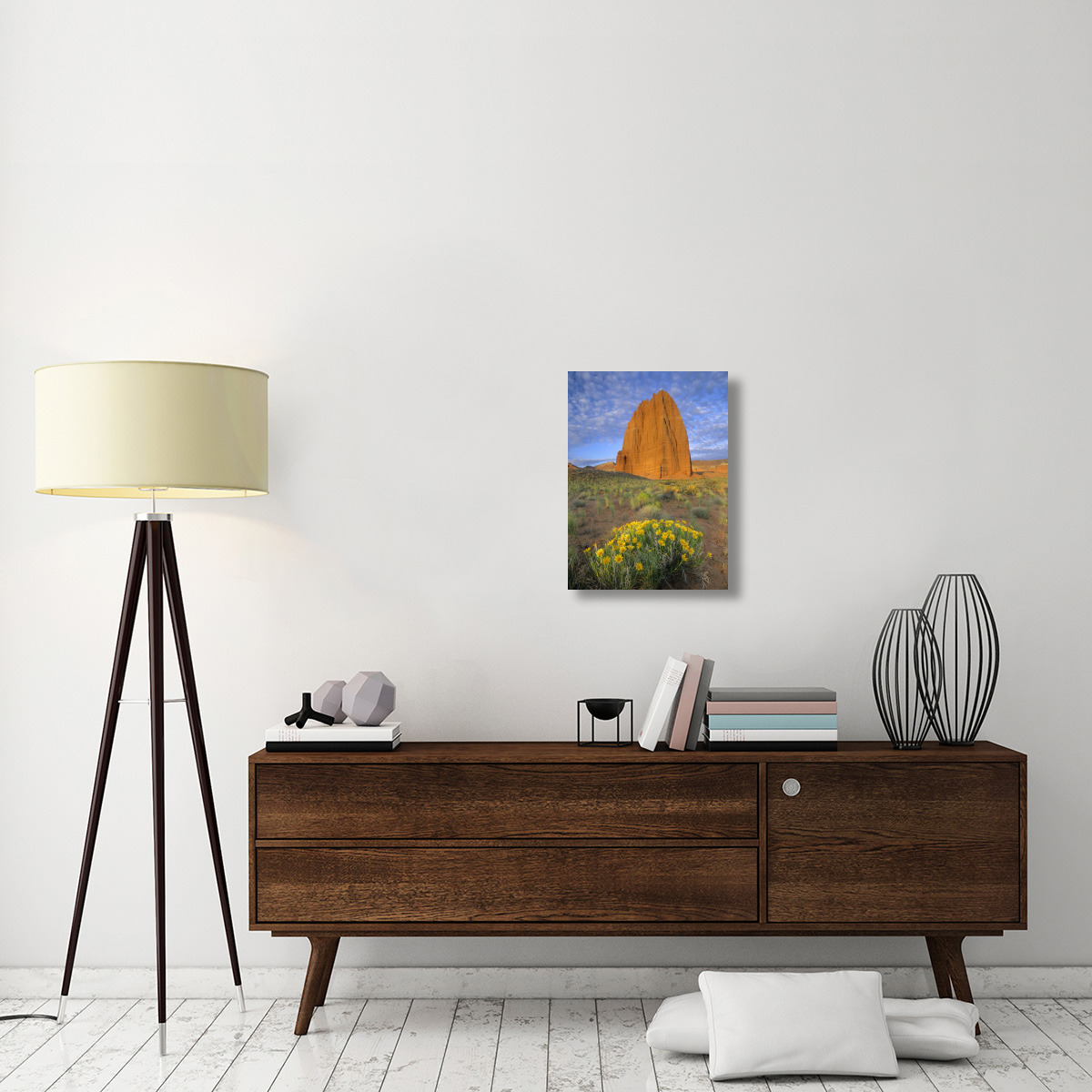 Common Sunflowers and Temple of the Sun, Capitol Reef NP, Utah-Canvas Art-18&quotx24"