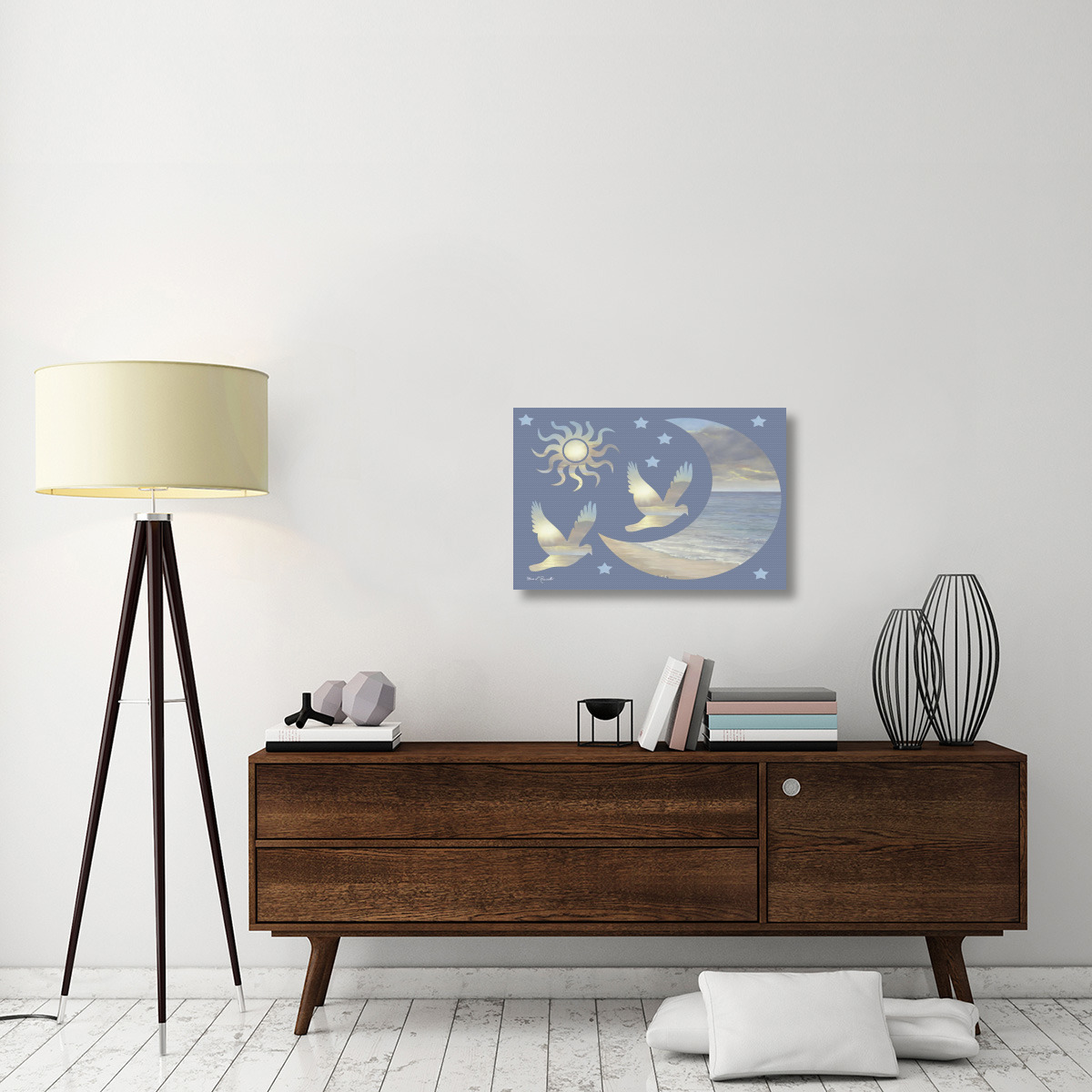 Moon and Stars-Canvas Art-30&quotx20"