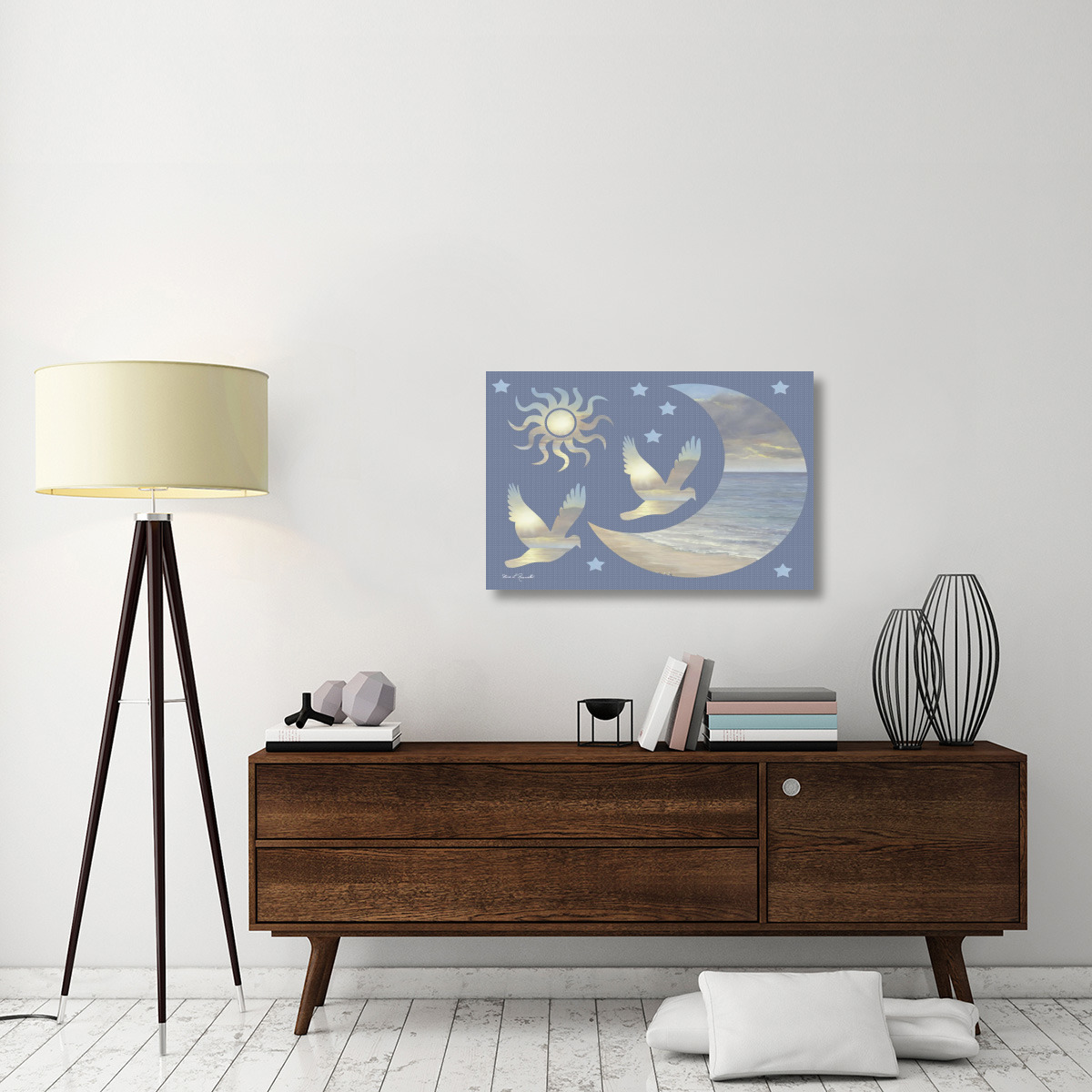 Moon and Stars-Canvas Art-36&quotx24"