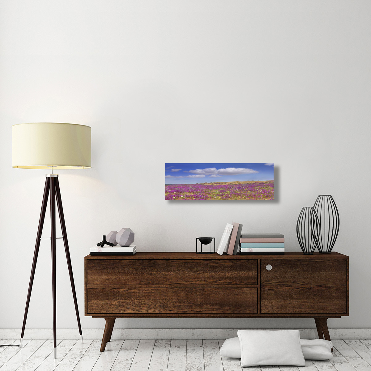 Sand Verbena carpeting the Imperial Sand Dunes, California-Canvas Art-36&quotx12"