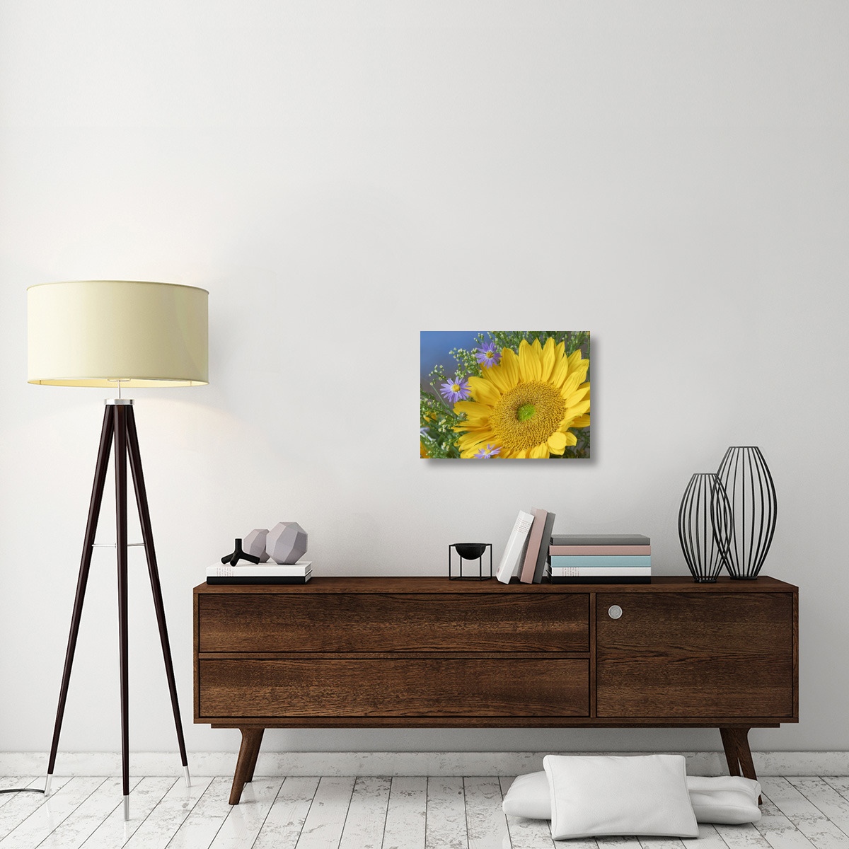 Common Sunflower and Asters, North America-Canvas Art-24&quotx18"