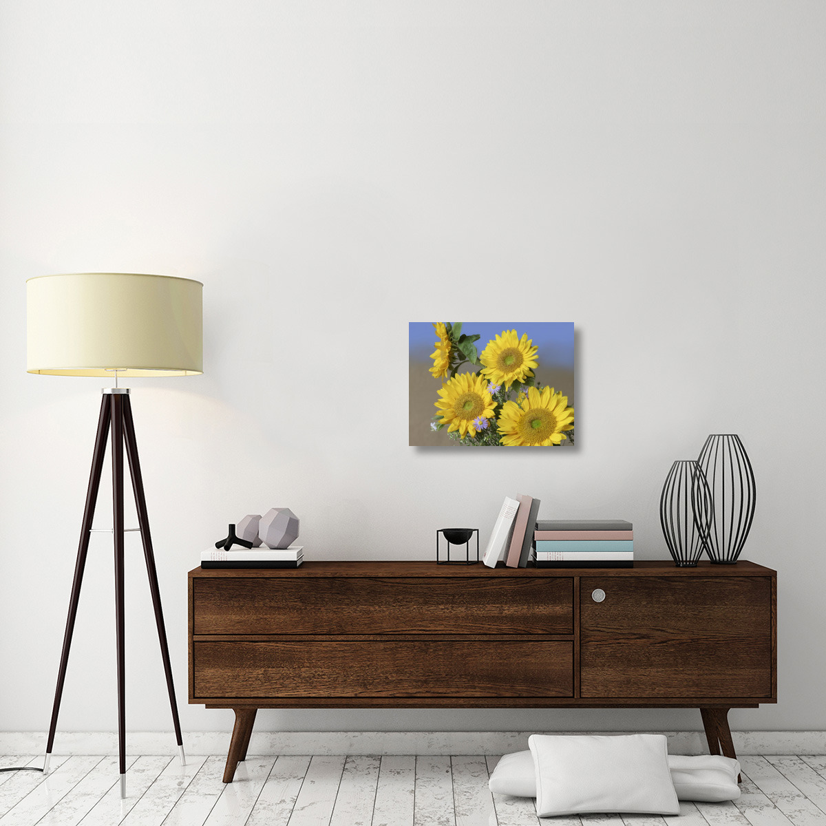 Common Sunflower and Asters, North America-Canvas Art-24&quotx18"