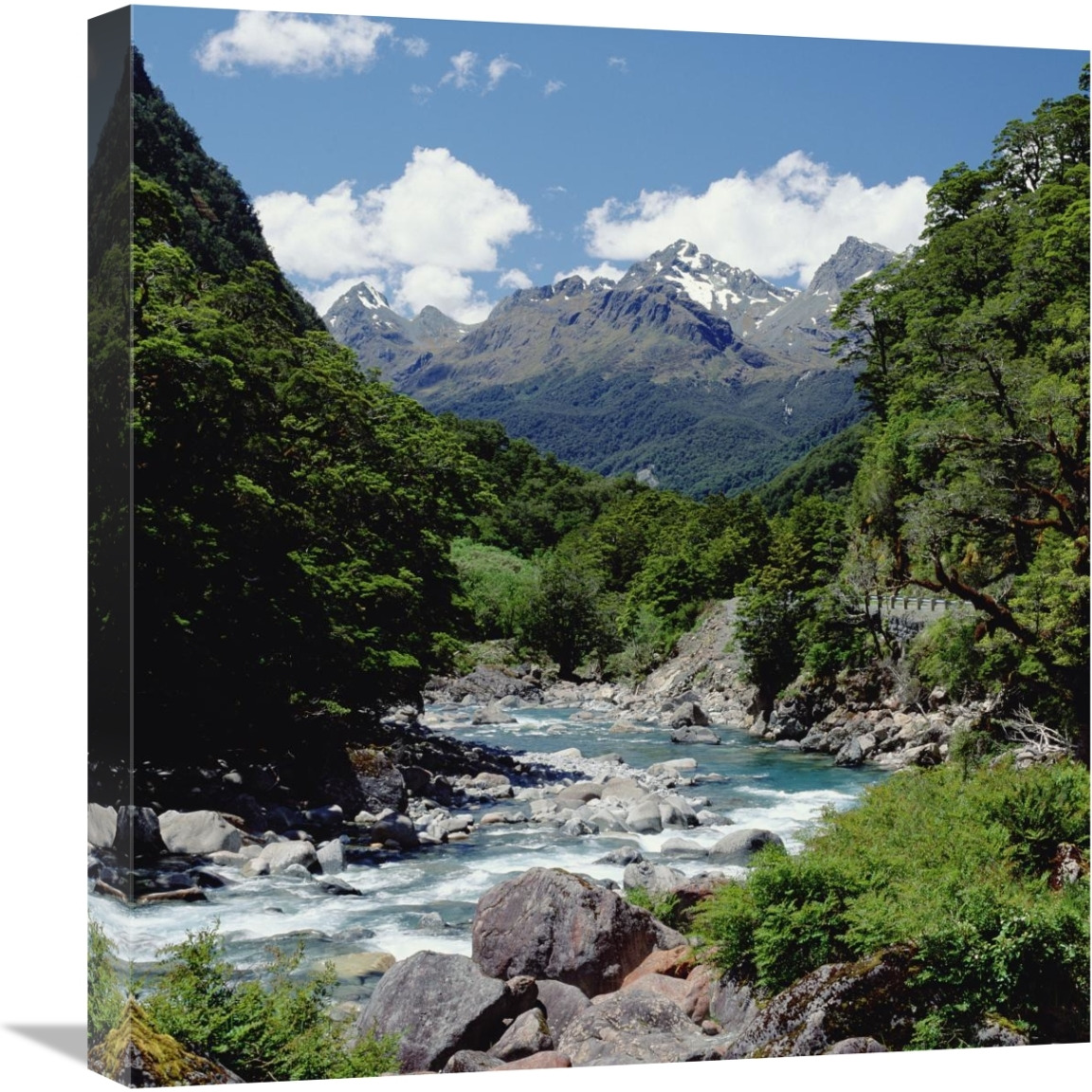 Hollyford River and the Eyre Range, Fjordland NP,  New Zealand-Canvas Art-20.46&quotx22"