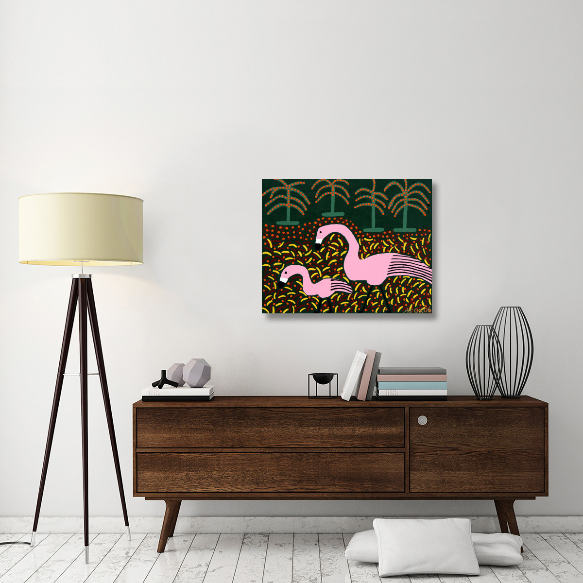 Flamingos-Canvas Art-35&quotx28"