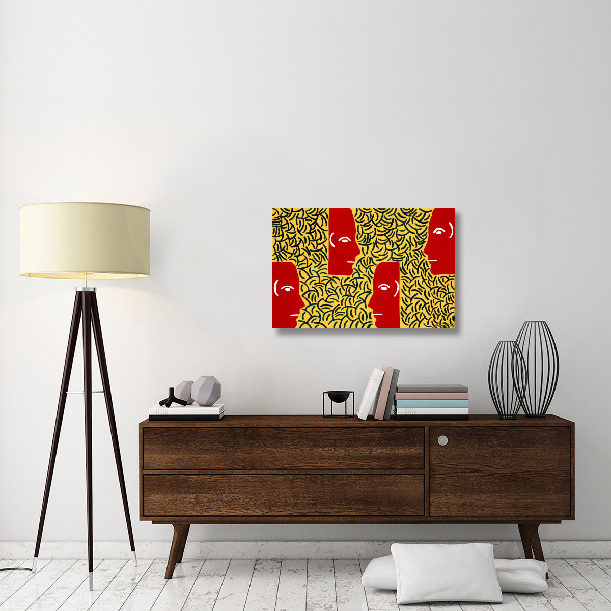 Red Faces-Canvas Art-36&quotx24"