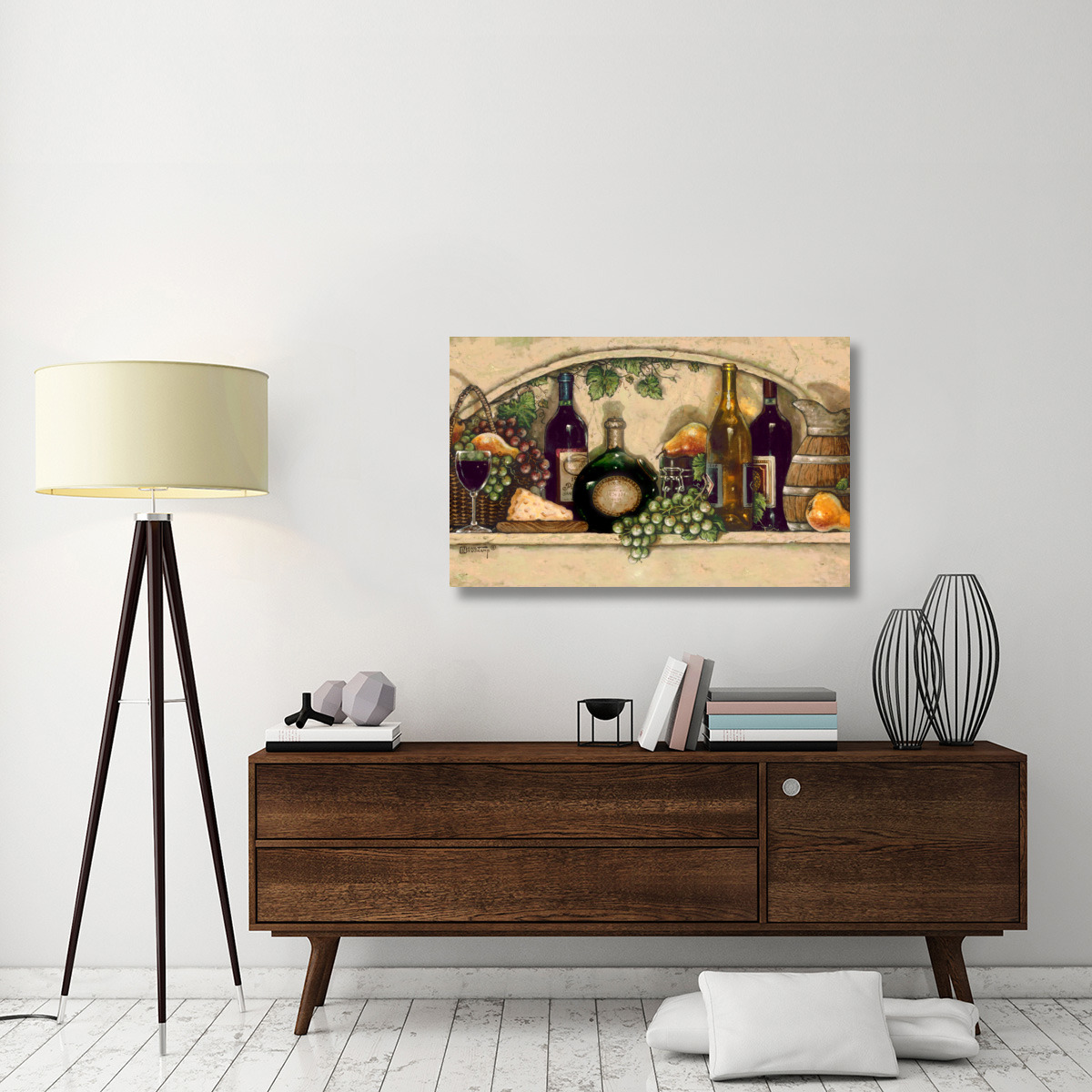 Wine, Fruit &quotN Cheese Niche Crop-Canvas Art-44&quotx27.72"