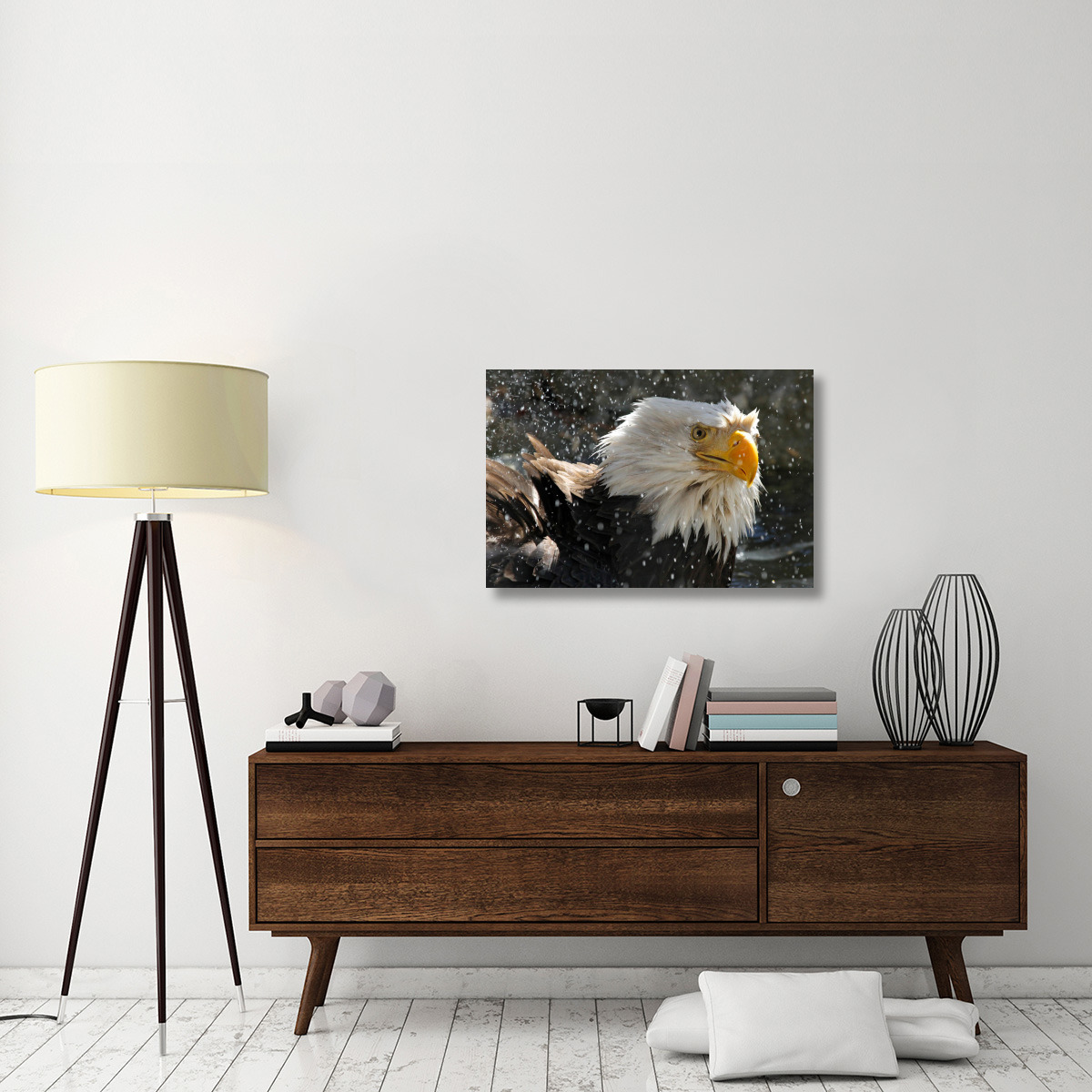 Bald Eagle Bath II-Canvas Art-36&quotx24.12"