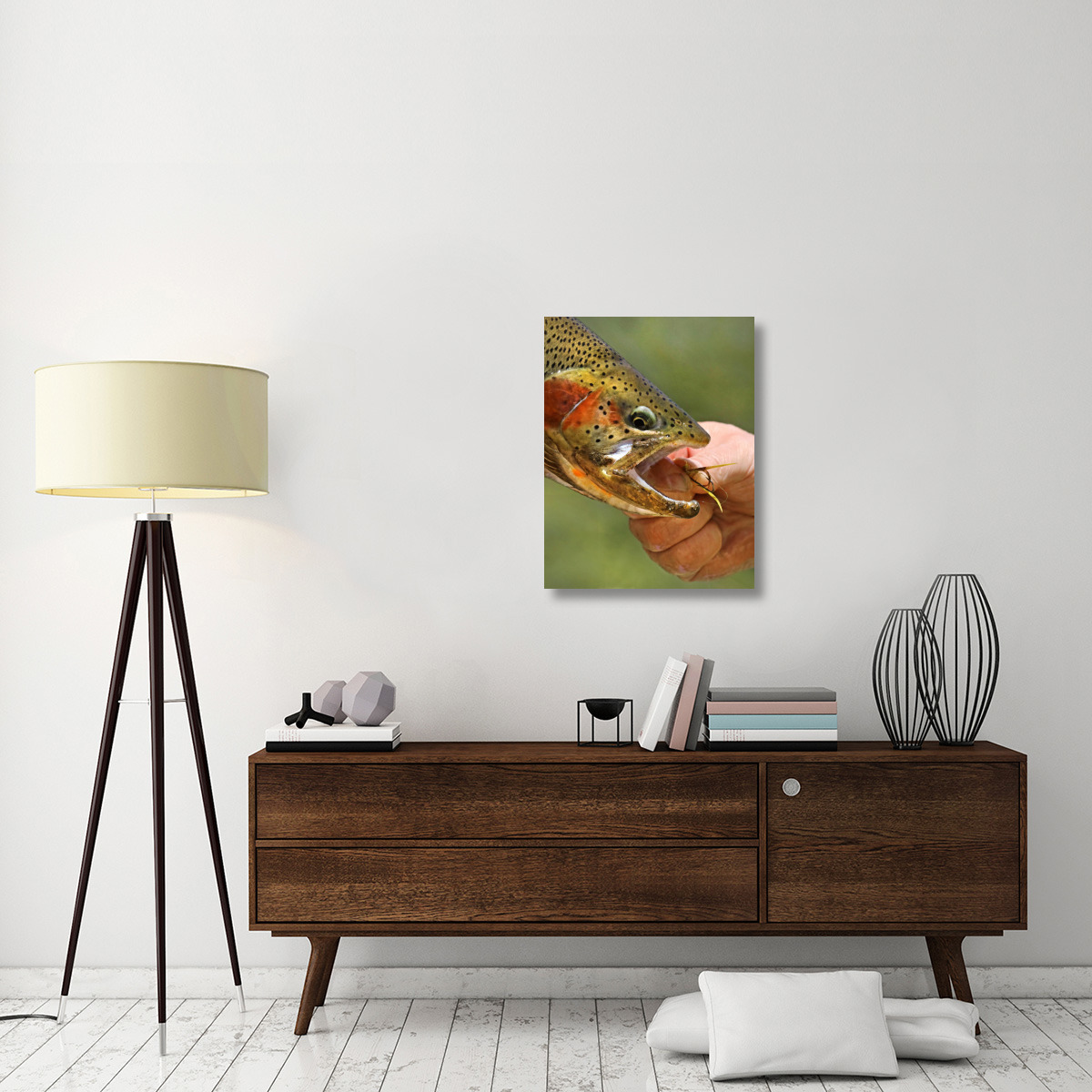 A Trout in the Hand-Canvas Art-23.1&quotx30"