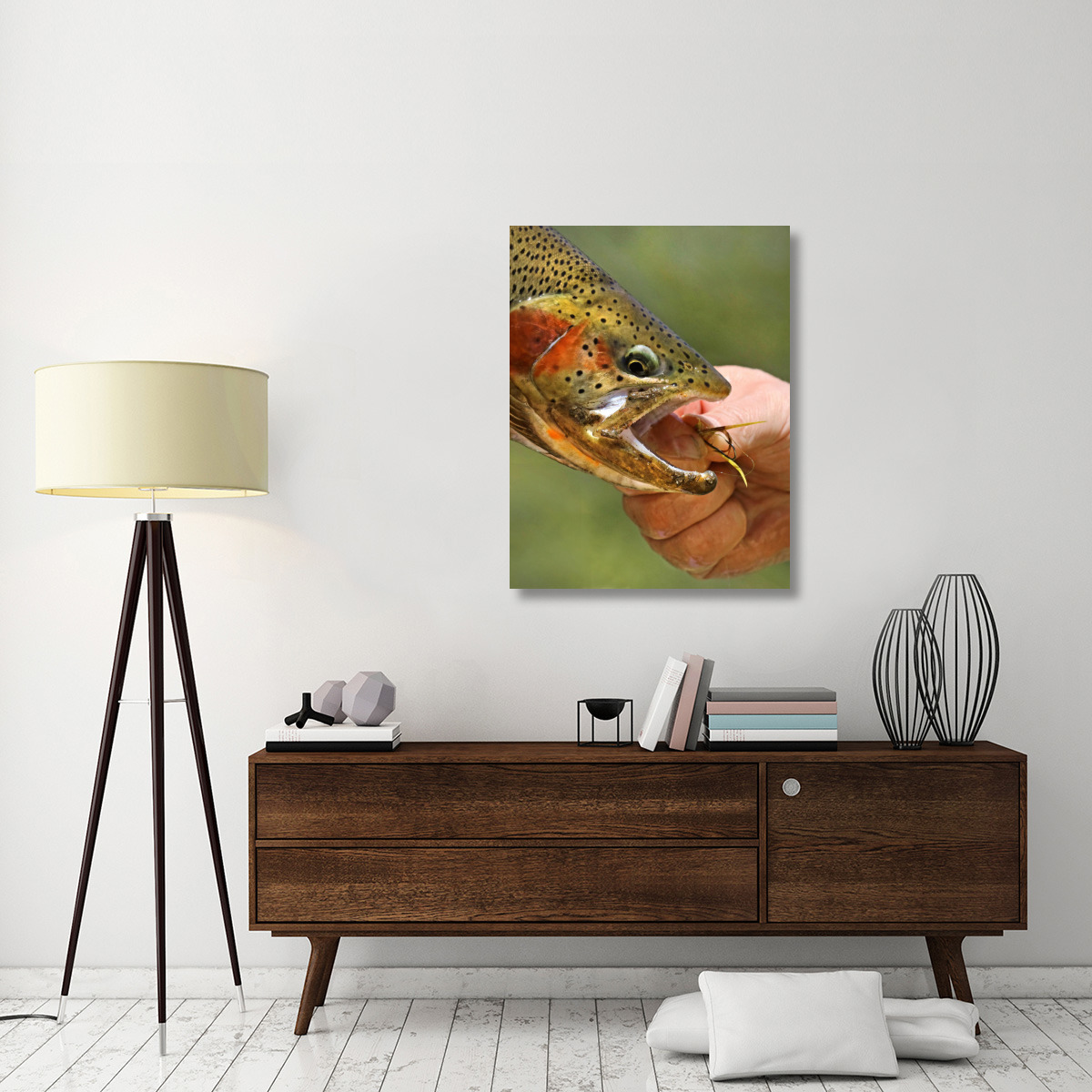 A Trout in the Hand-Canvas Art-30.8&quotx40"