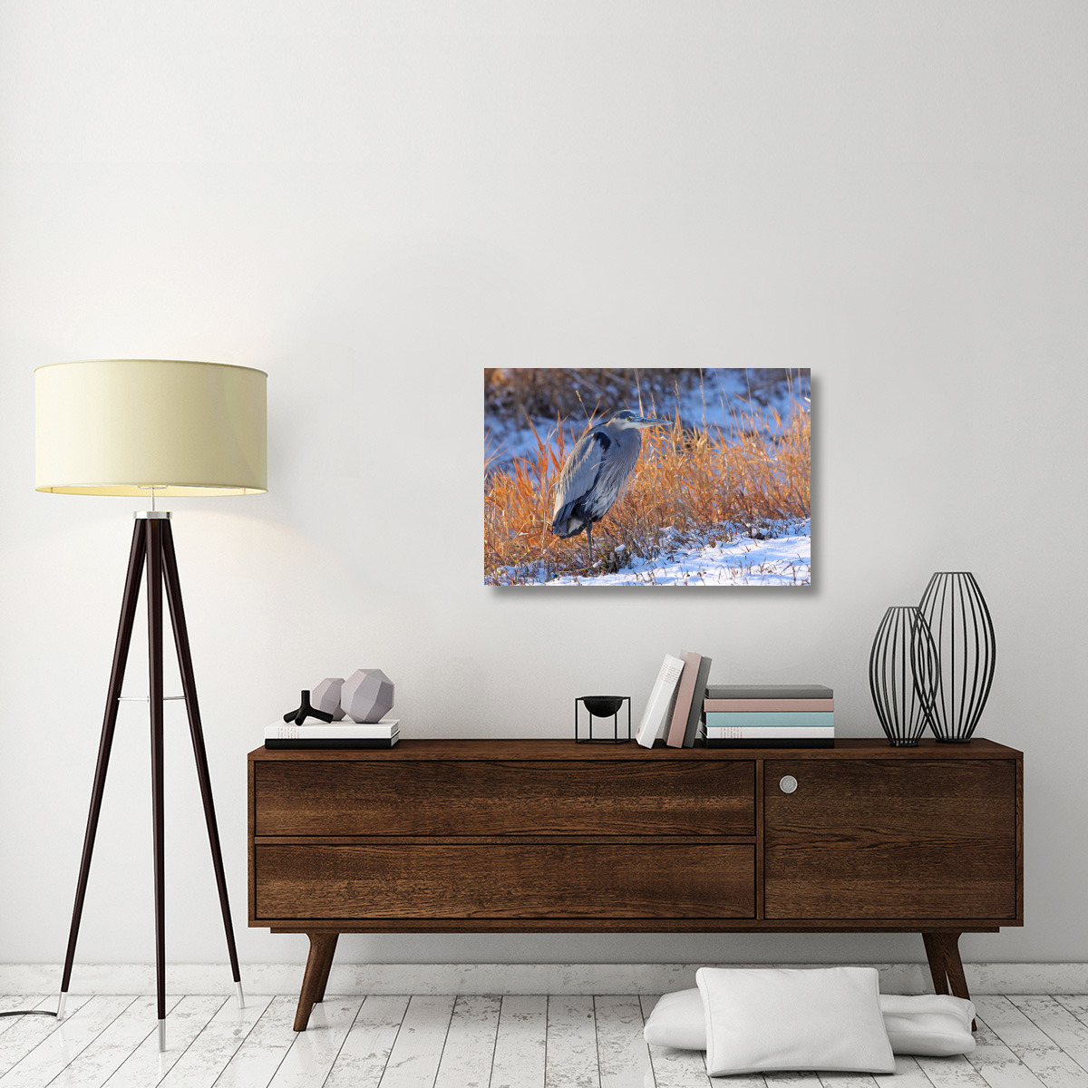 Heron in Winter I-Canvas Art-36&quotx24.12"