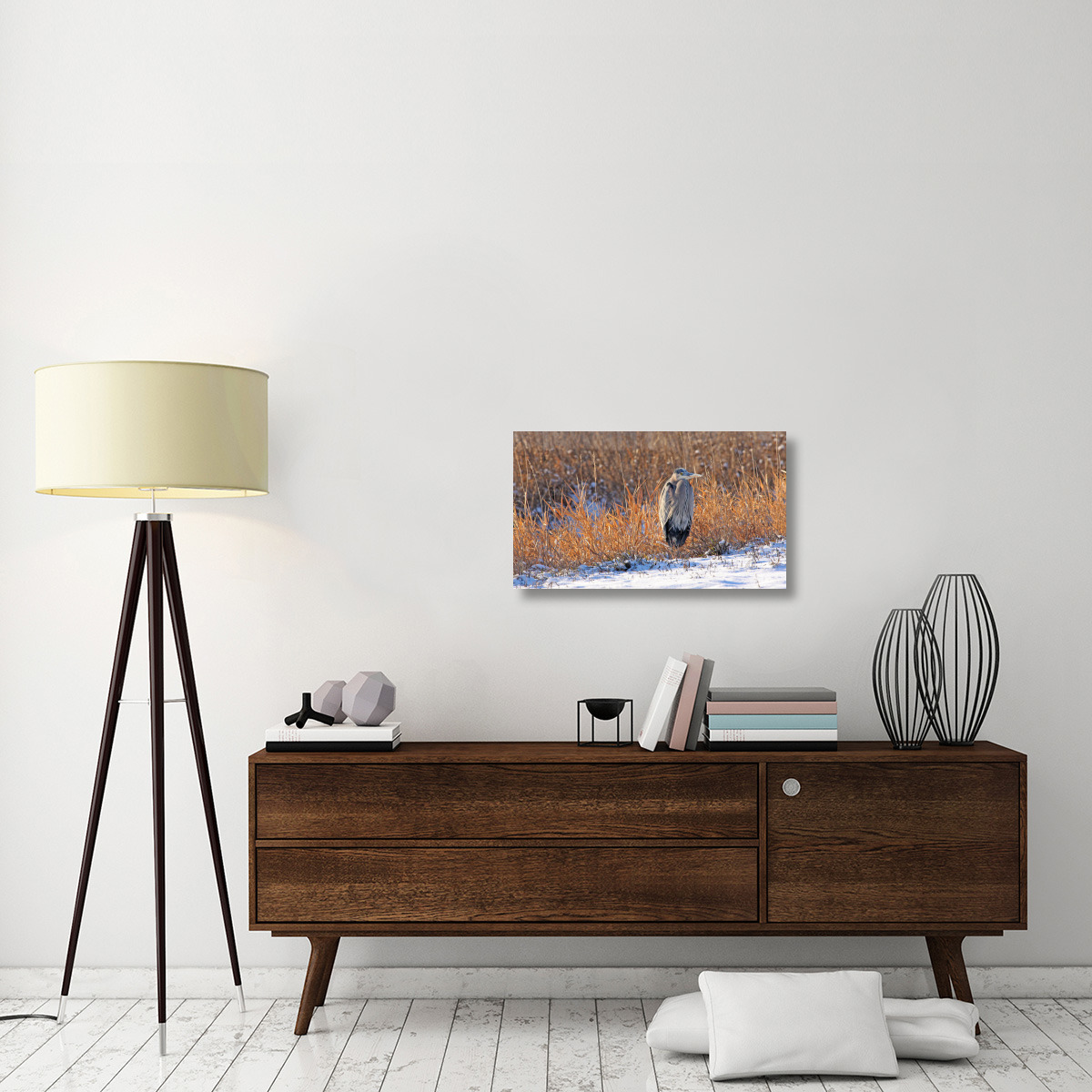 Heron in Winter II-Canvas Art-30&quotx17.4"