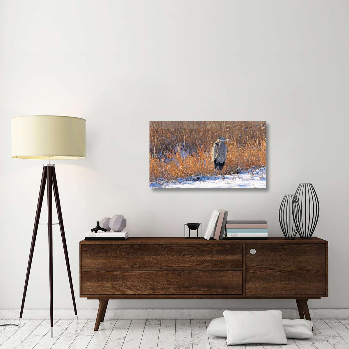 Heron in Winter II-Canvas Art-40&quotx23.2"