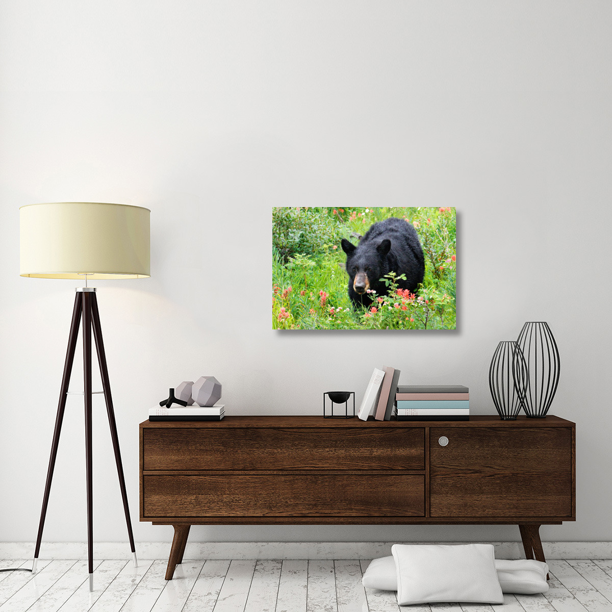 Wildflower Bear-Canvas Art-36&quotx24.12"