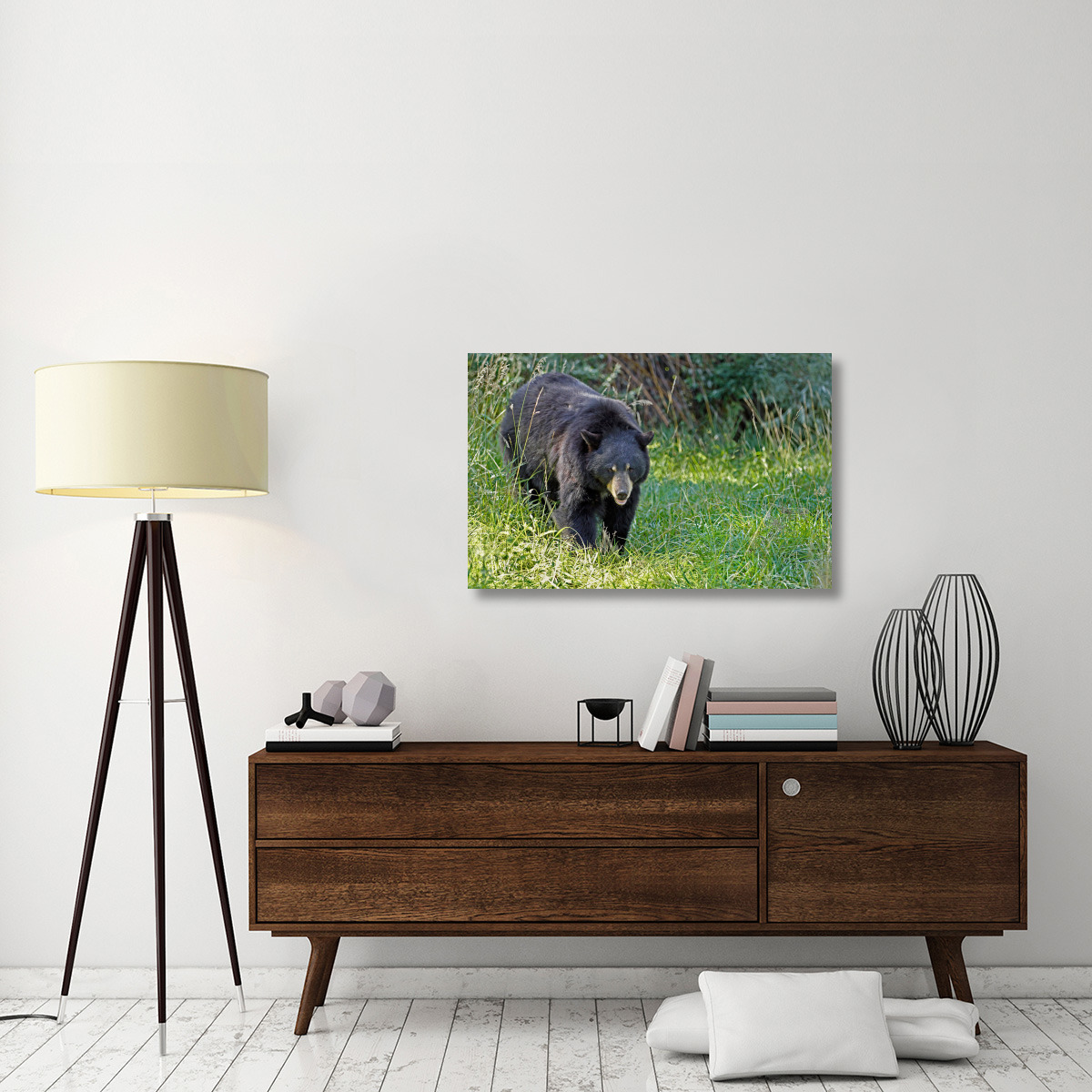 Black bear in Spring-Canvas Art-40&quotx26"