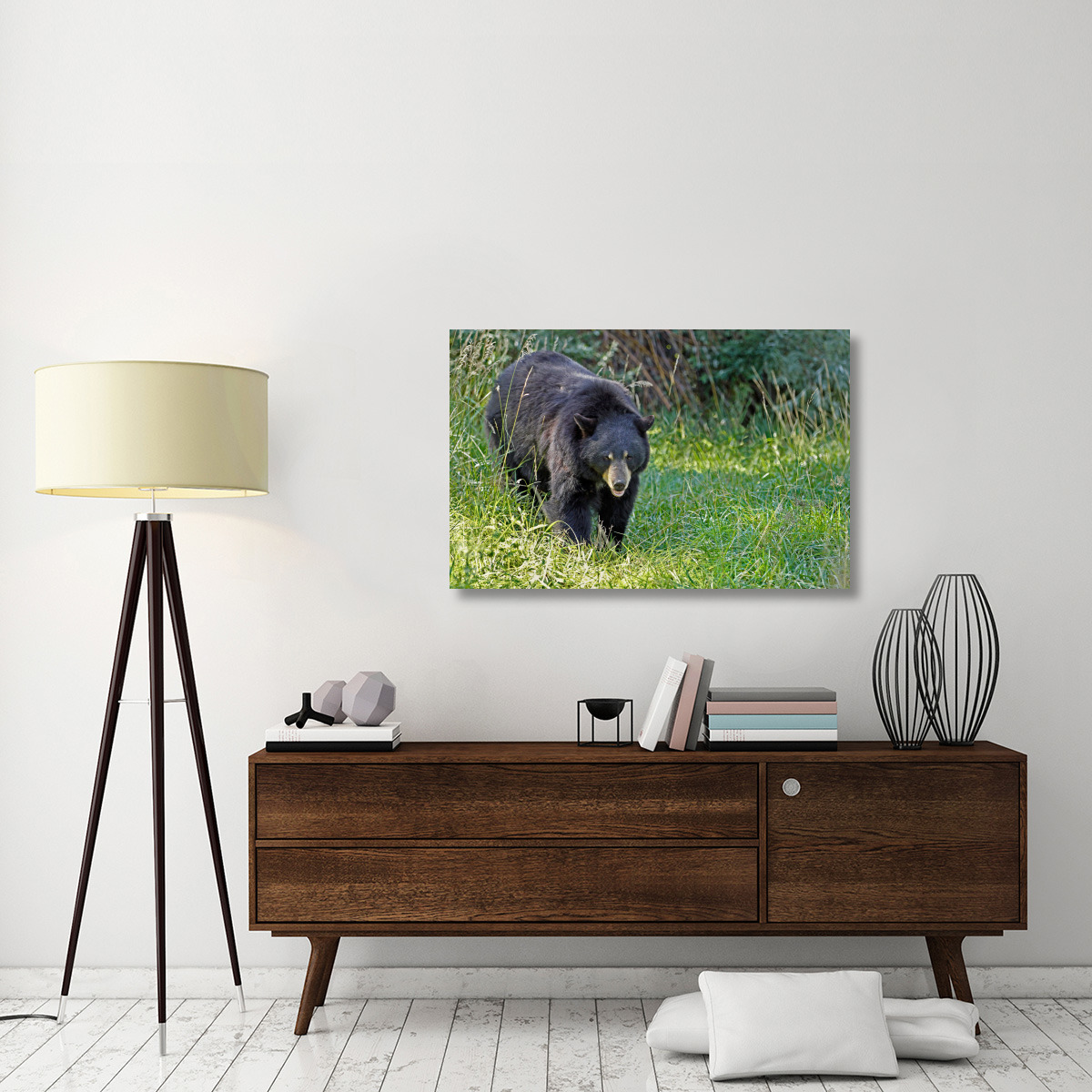 Black bear in Spring-Canvas Art-44&quotx28.6"