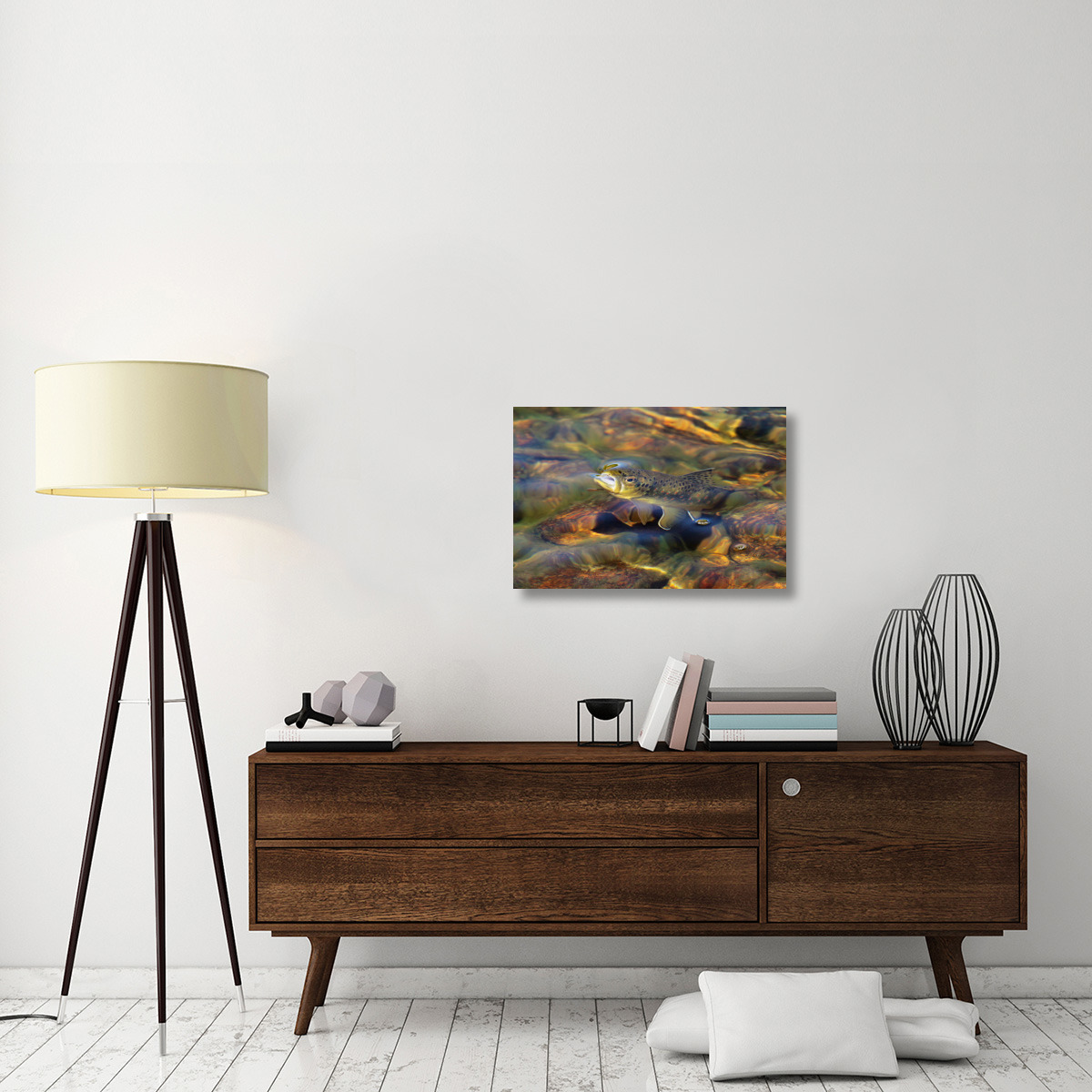 Brown Trout Surfacing-Canvas Art-30&quotx20.1"