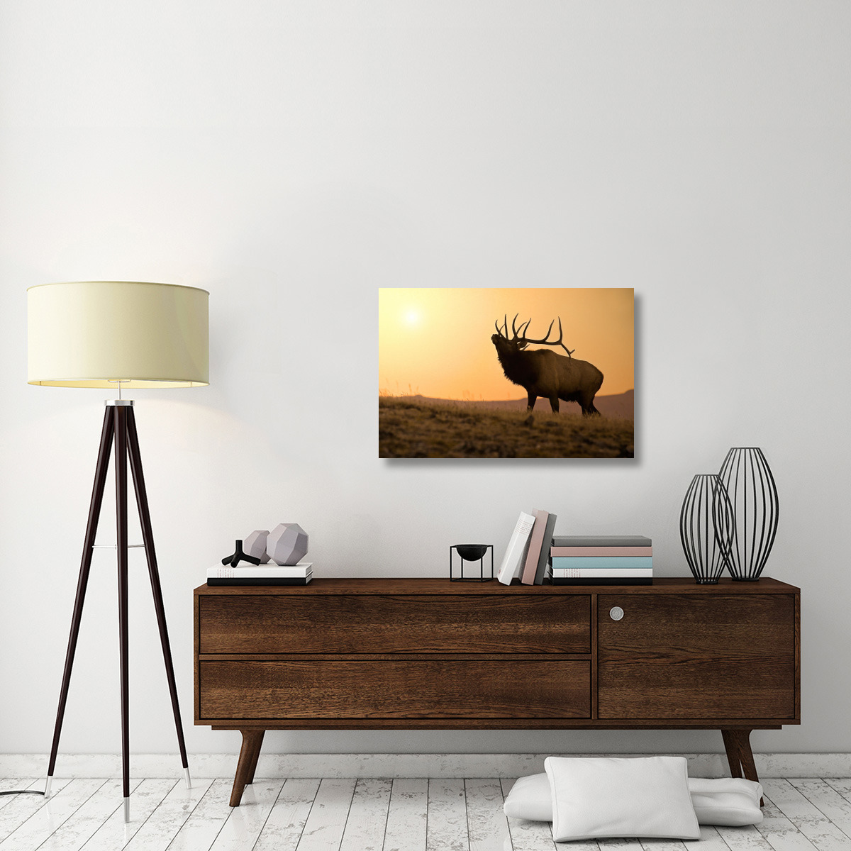 Bull Elk at Sunset-Canvas Art-36&quotx24.12"