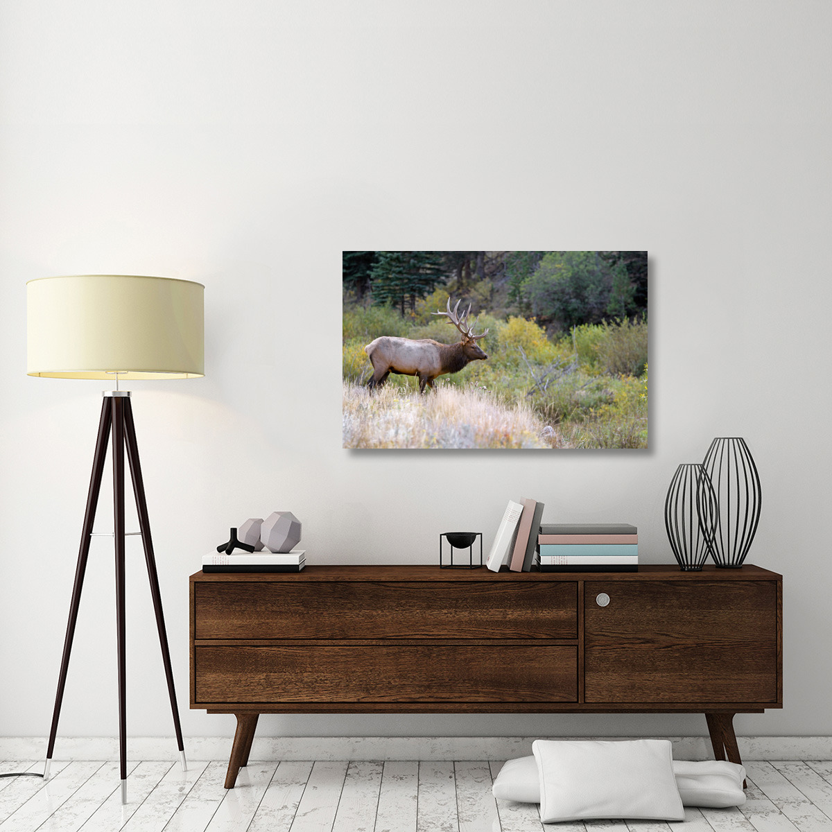 Bull Elk on Watch-Canvas Art-44&quotx28.6"