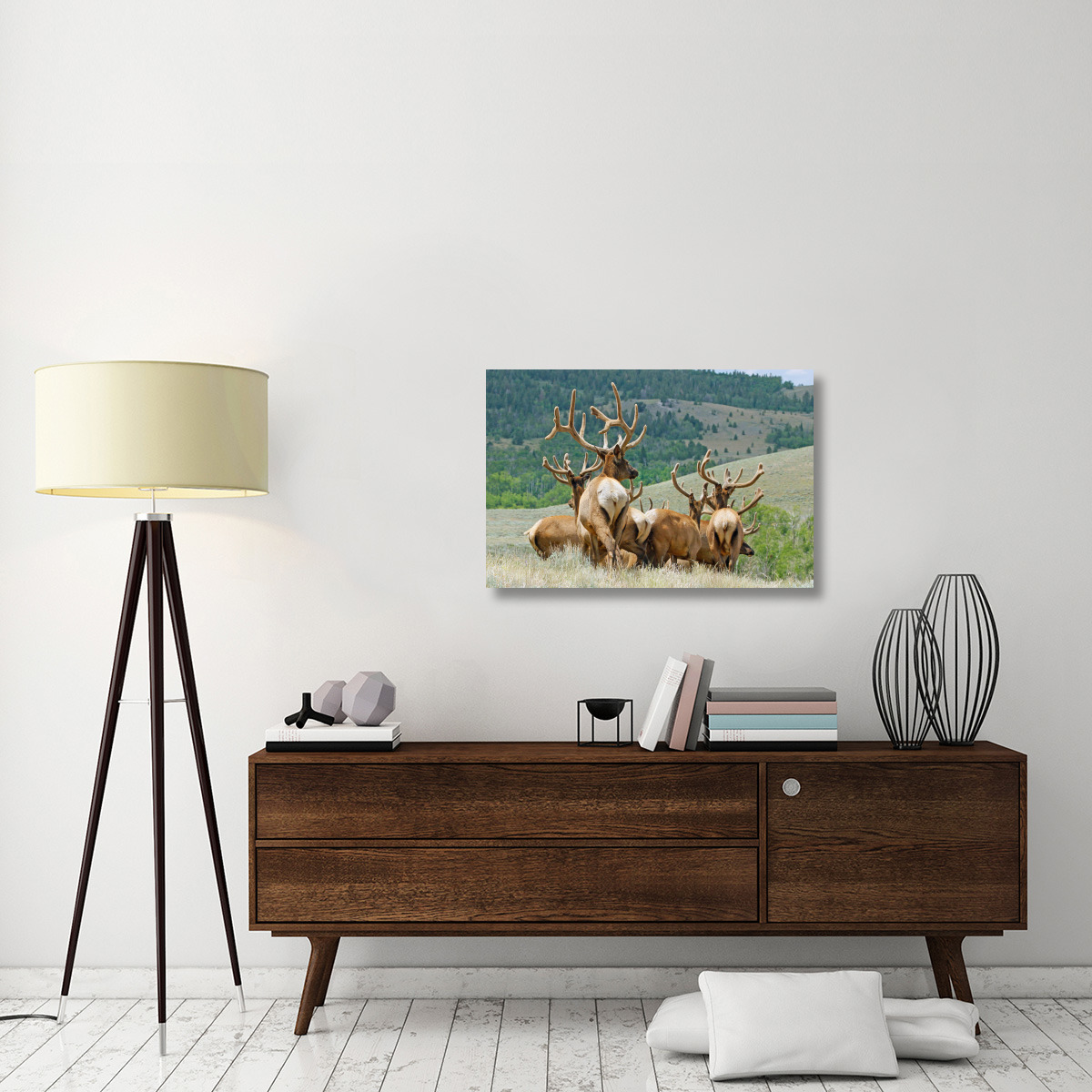 The Elk Herd-Canvas Art-36&quotx24.12"