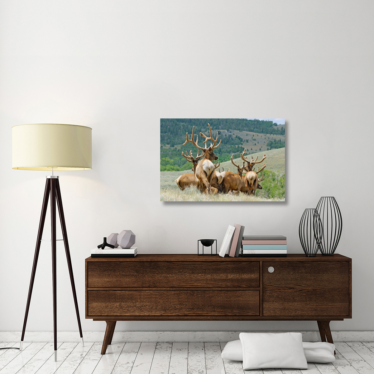 The Elk Herd-Canvas Art-40&quotx26.8"