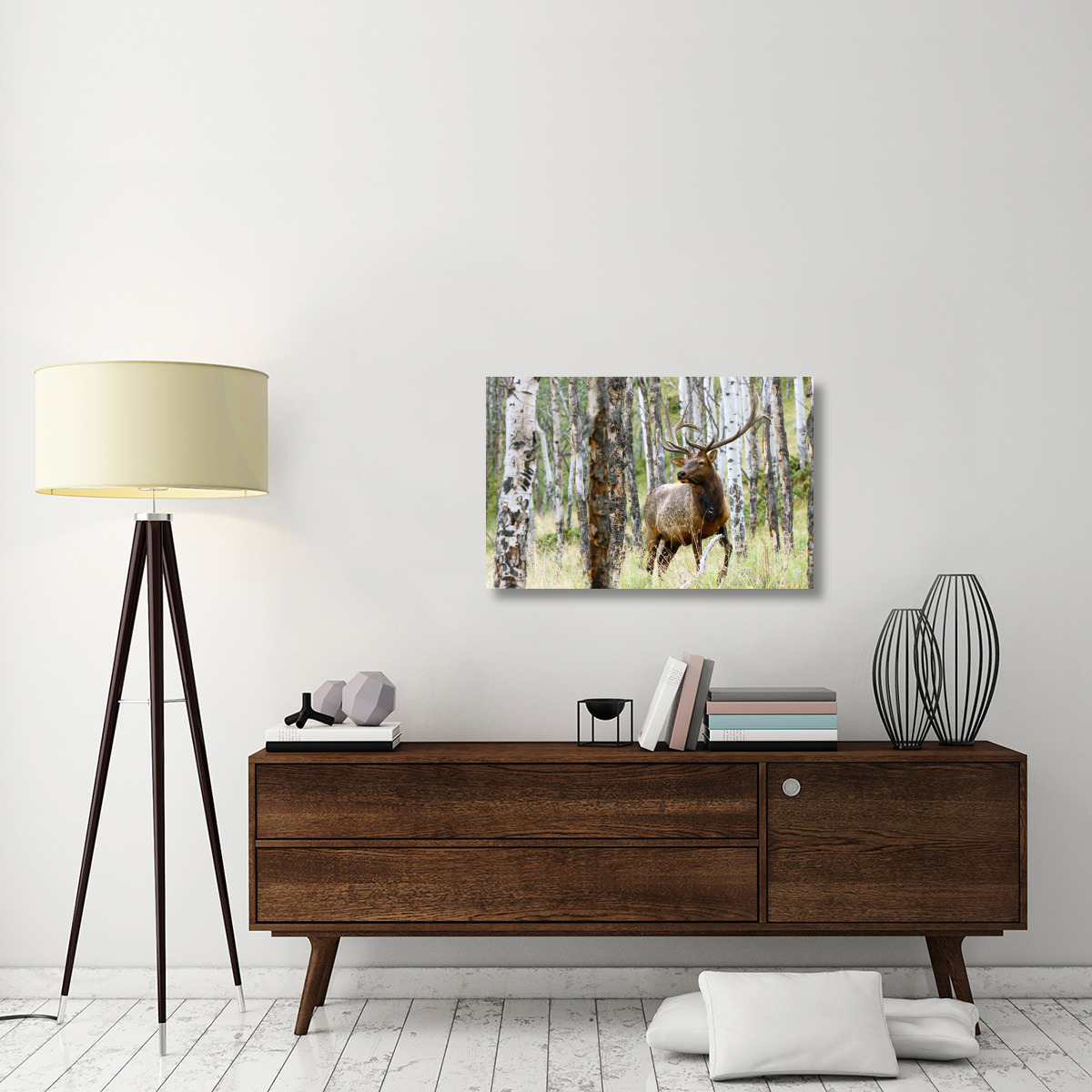 Elk in the Aspens-Canvas Art-36&quotx23.4"