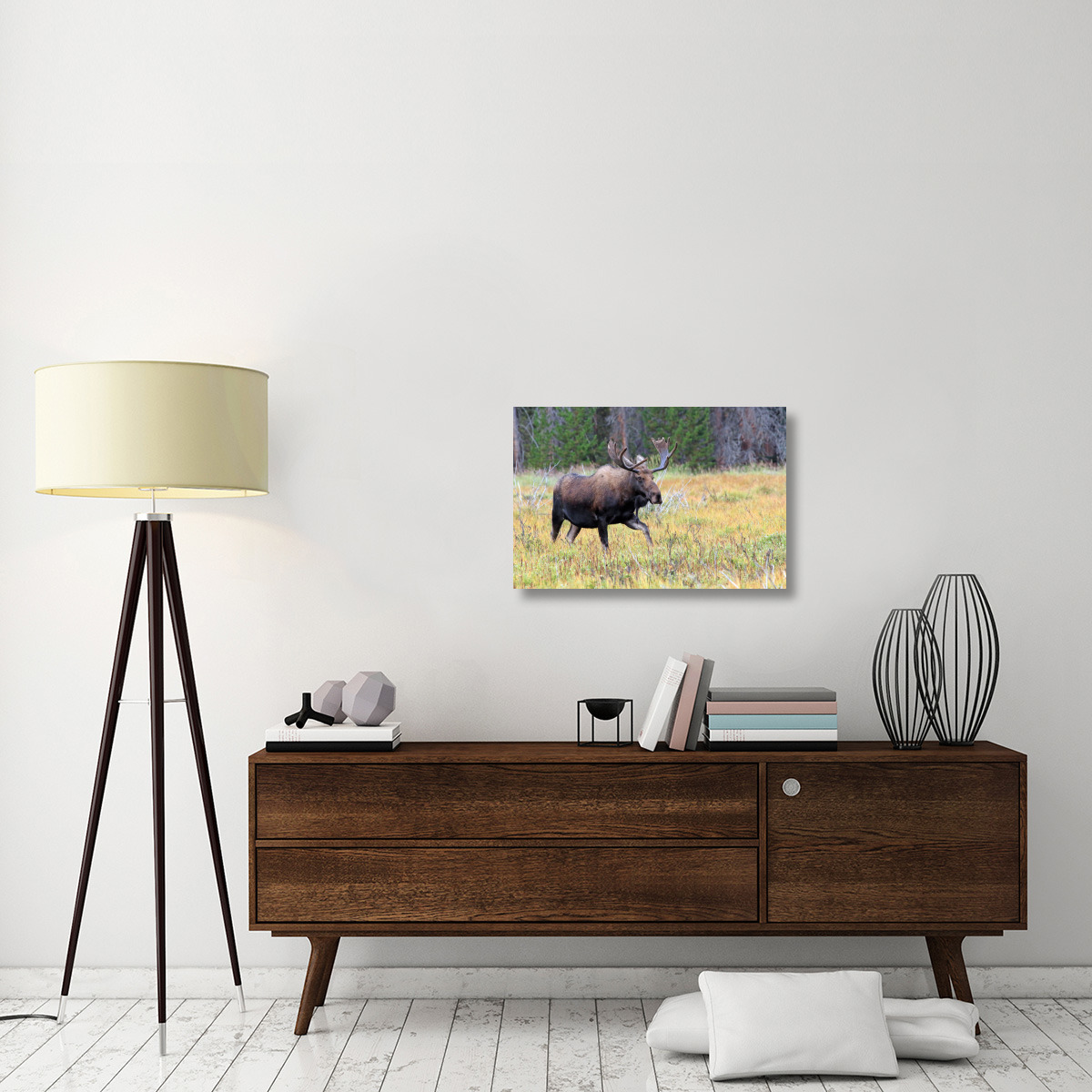 Bull Moose Meadow-Canvas Art-30&quotx20.1"