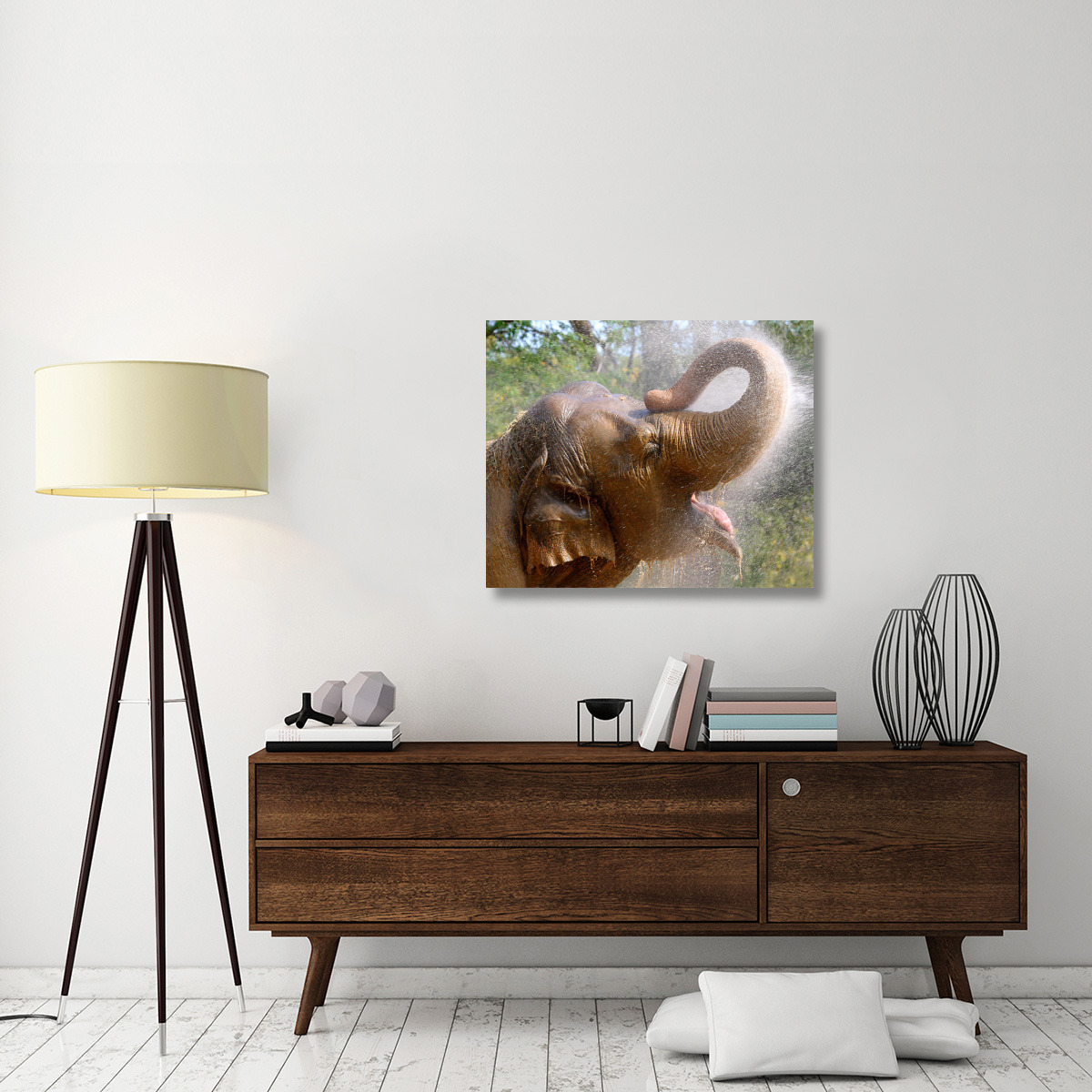 Elephant Bath-Canvas Art-36&quotx29.52"