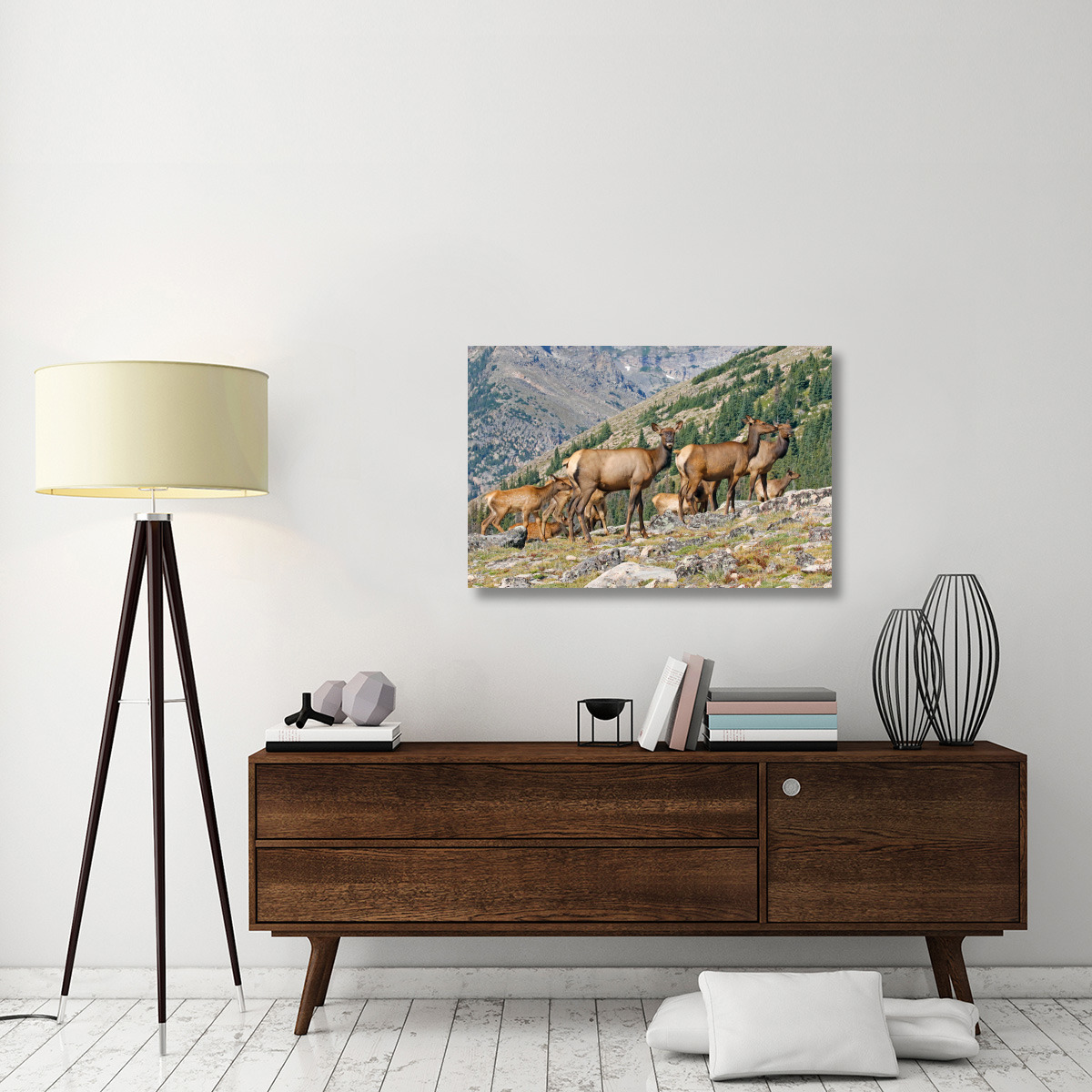 Elk Above the Timberline-Canvas Art-40&quotx26.8"