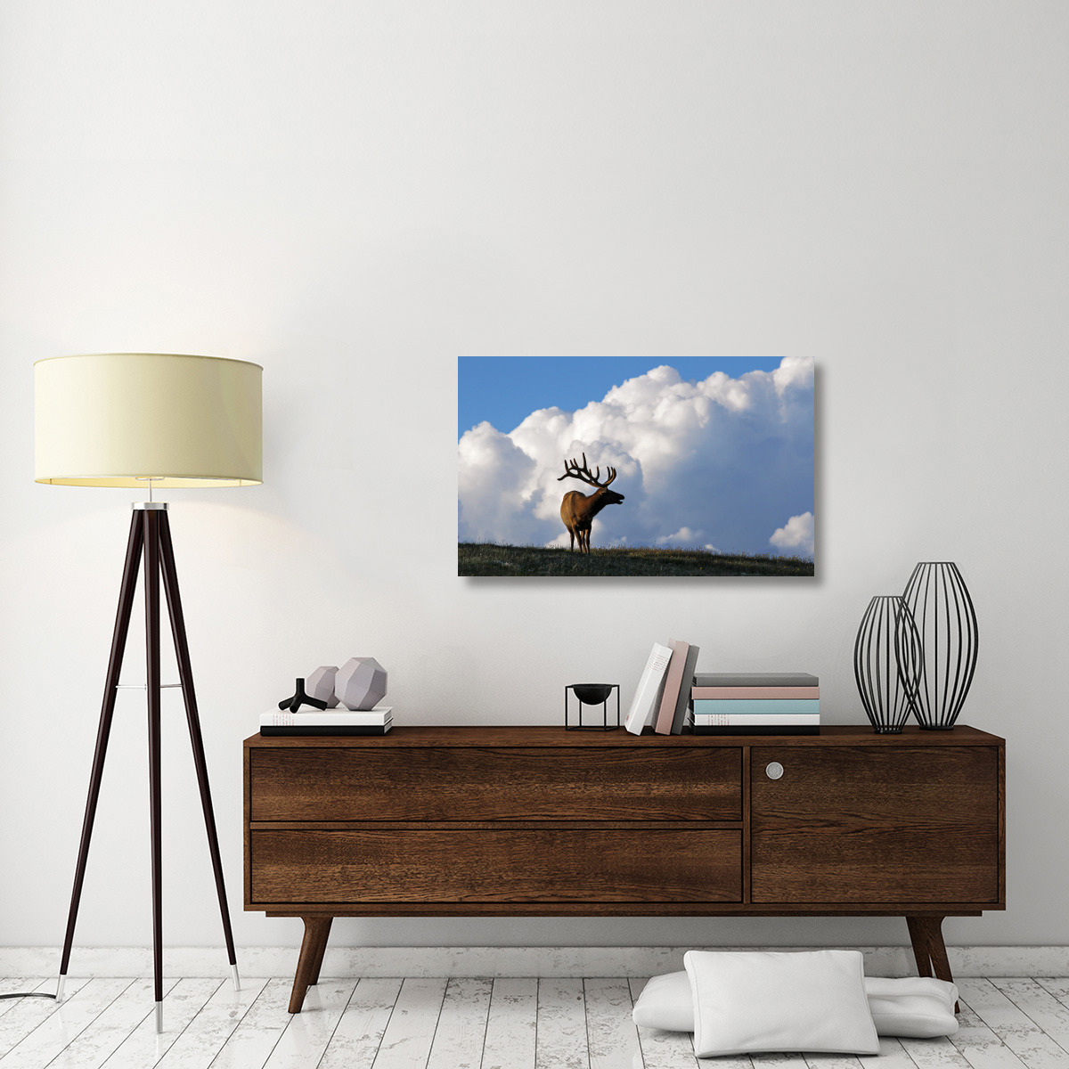 Elk and the Gathering Storm-Canvas Art-40&quotx24.8"