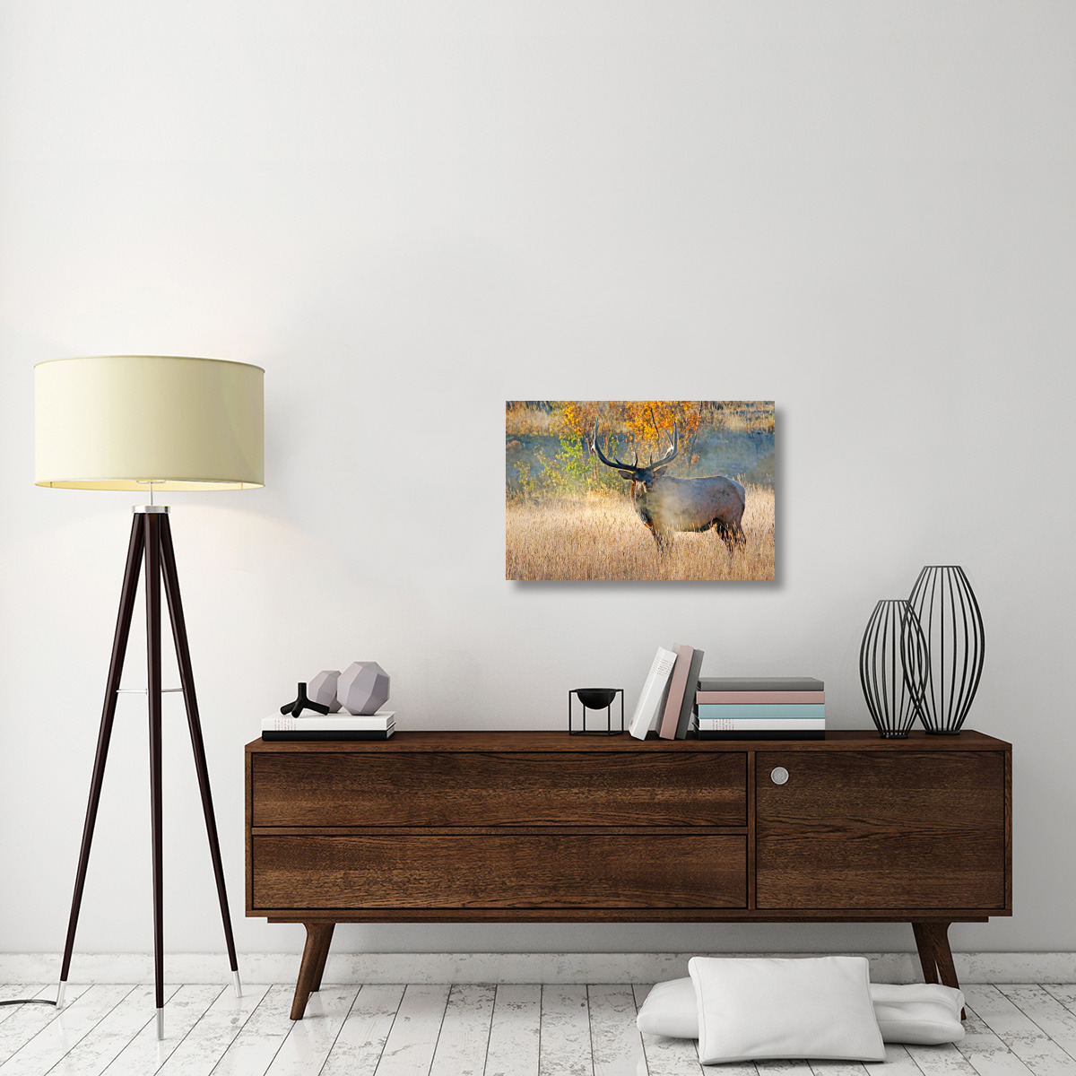 Bull Elk Steamer-Canvas Art-30&quotx20.1"