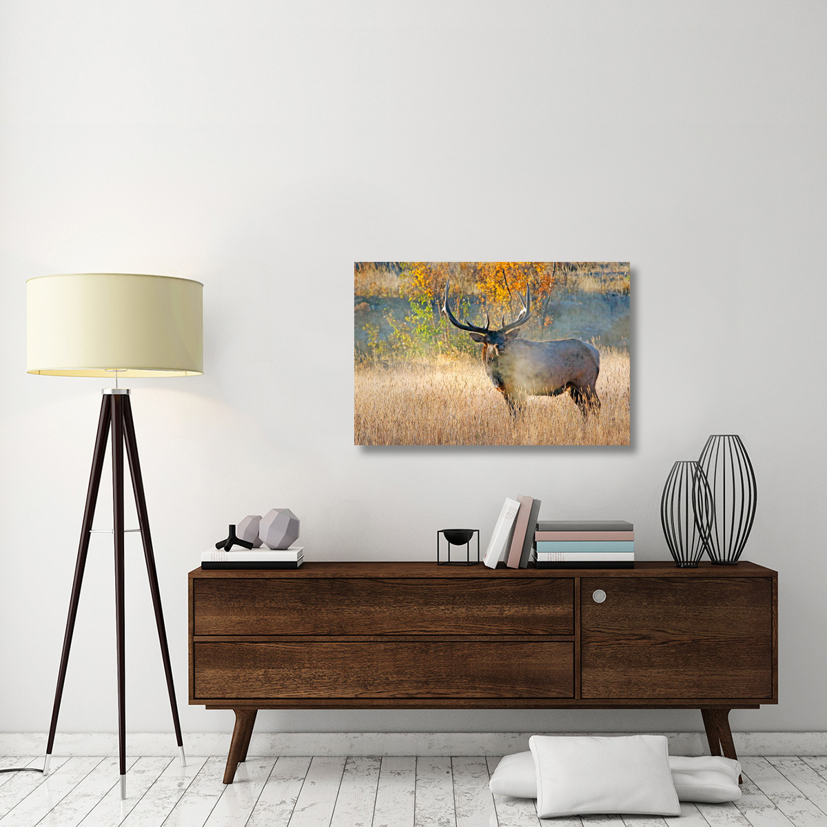 Bull Elk Steamer-Canvas Art-40&quotx26.8"