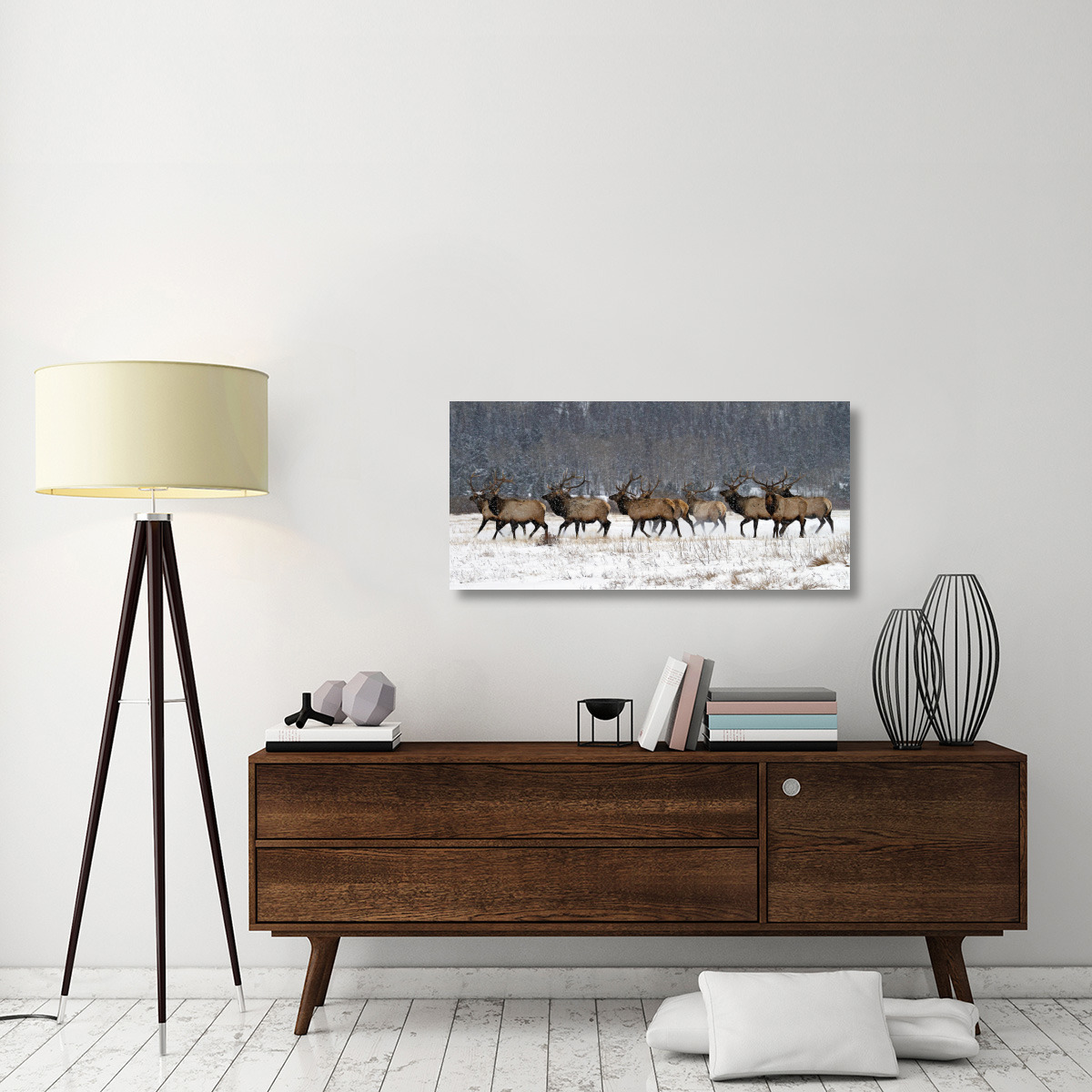 Running in the Snow-Canvas Art-44&quotx20.68"