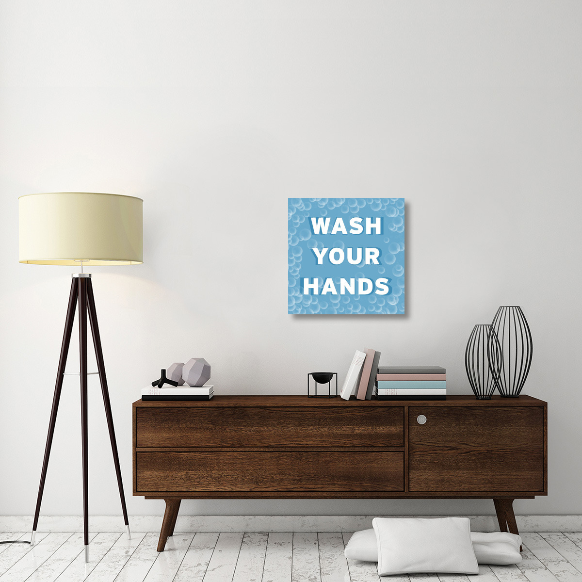 Bathroom Signs - Bubbles - Wash Your Hands-Canvas Art-24&quotx24"