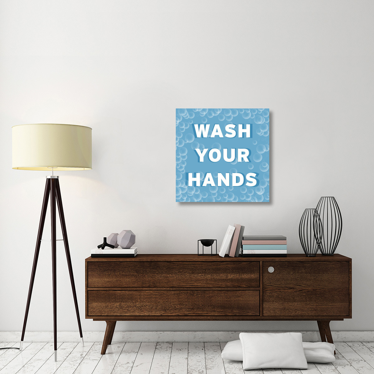 Bathroom Signs - Bubbles - Wash Your Hands-Canvas Art-30&quotx30"