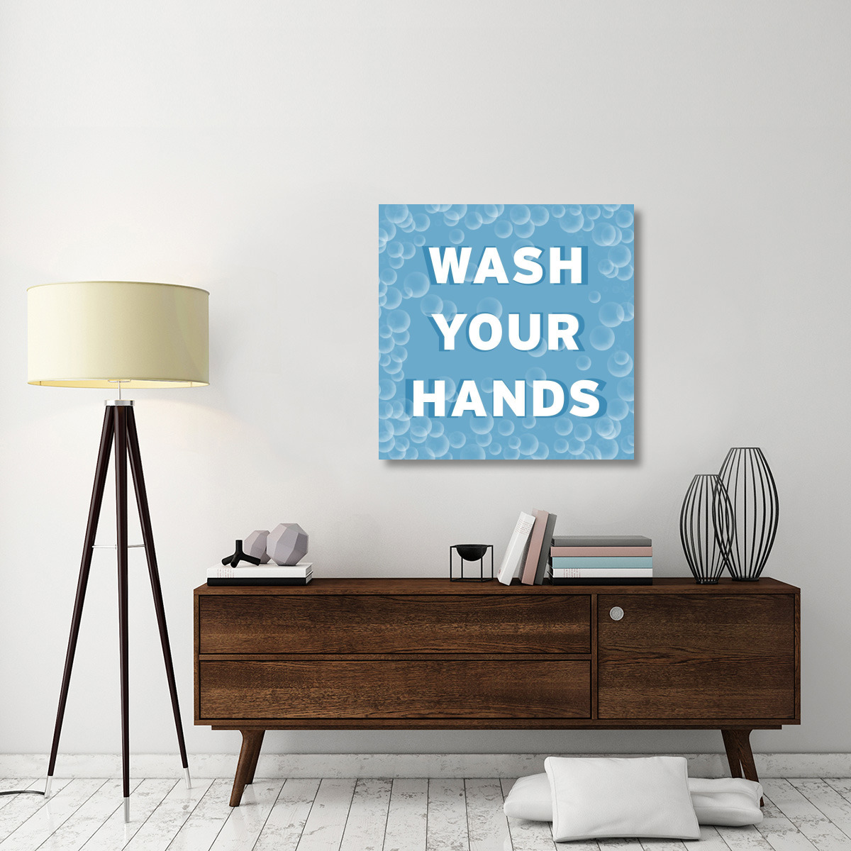 Bathroom Signs - Bubbles - Wash Your Hands-Canvas Art-36&quotx36"