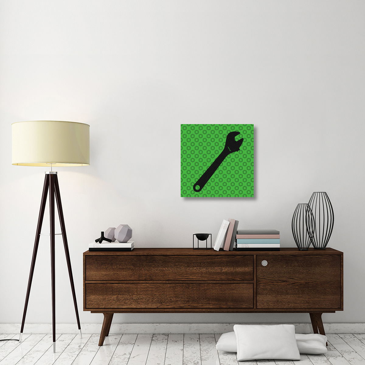 Hand Tools - Wrench and Hex Nut-Canvas Art-24&quotx24"