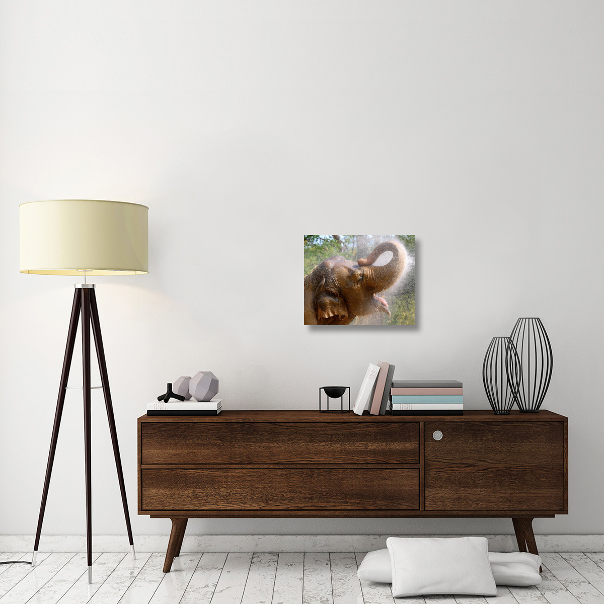 Elephant Bath-Canvas Art-22&quotx18.04"