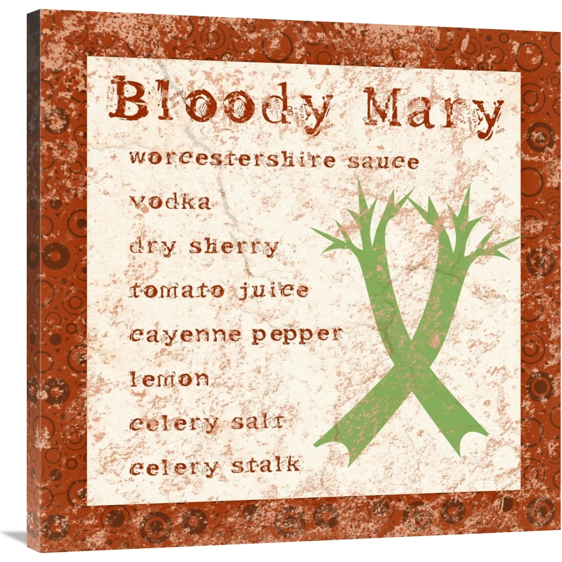 Cocktail Recipes - Bloody Mary-Canvas Art-36&quotx36"