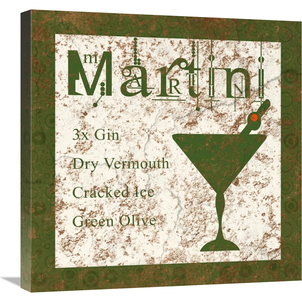 Cocktail Recipes - Martini-Canvas Art-24&quotx24"